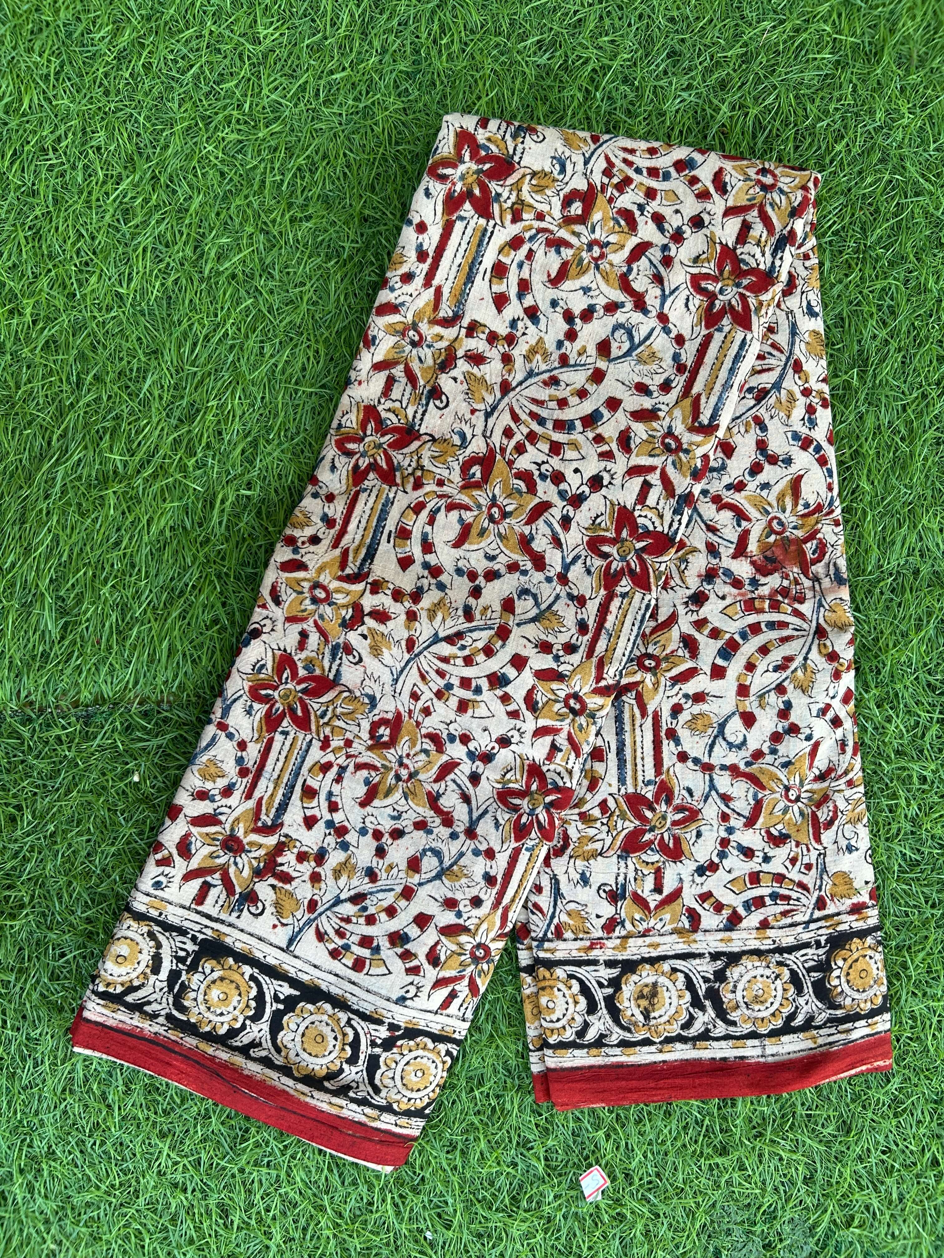 Hand Block Printed Kalamkari Saree KCH-M122