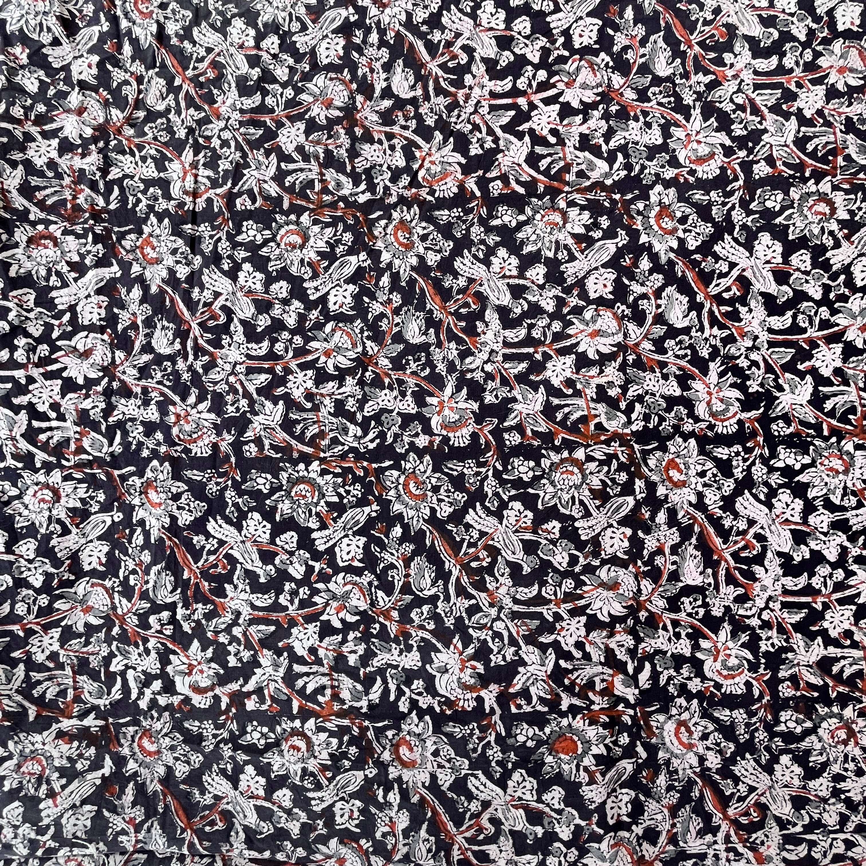 Kalamkari Block Printed Cotton Fabric - HBP-B011