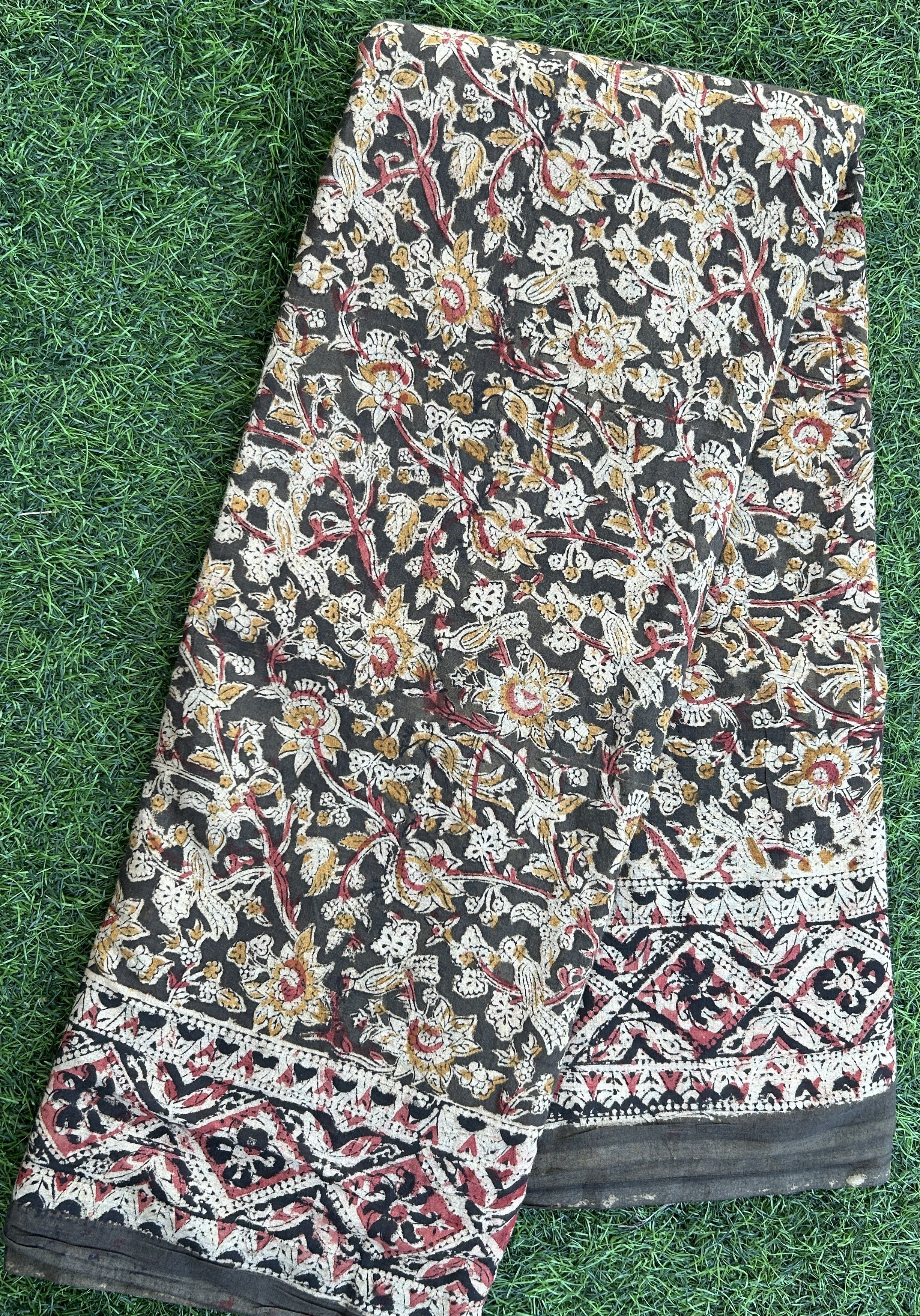 Hand Block Printed Kalamkari Saree KCH-M204
