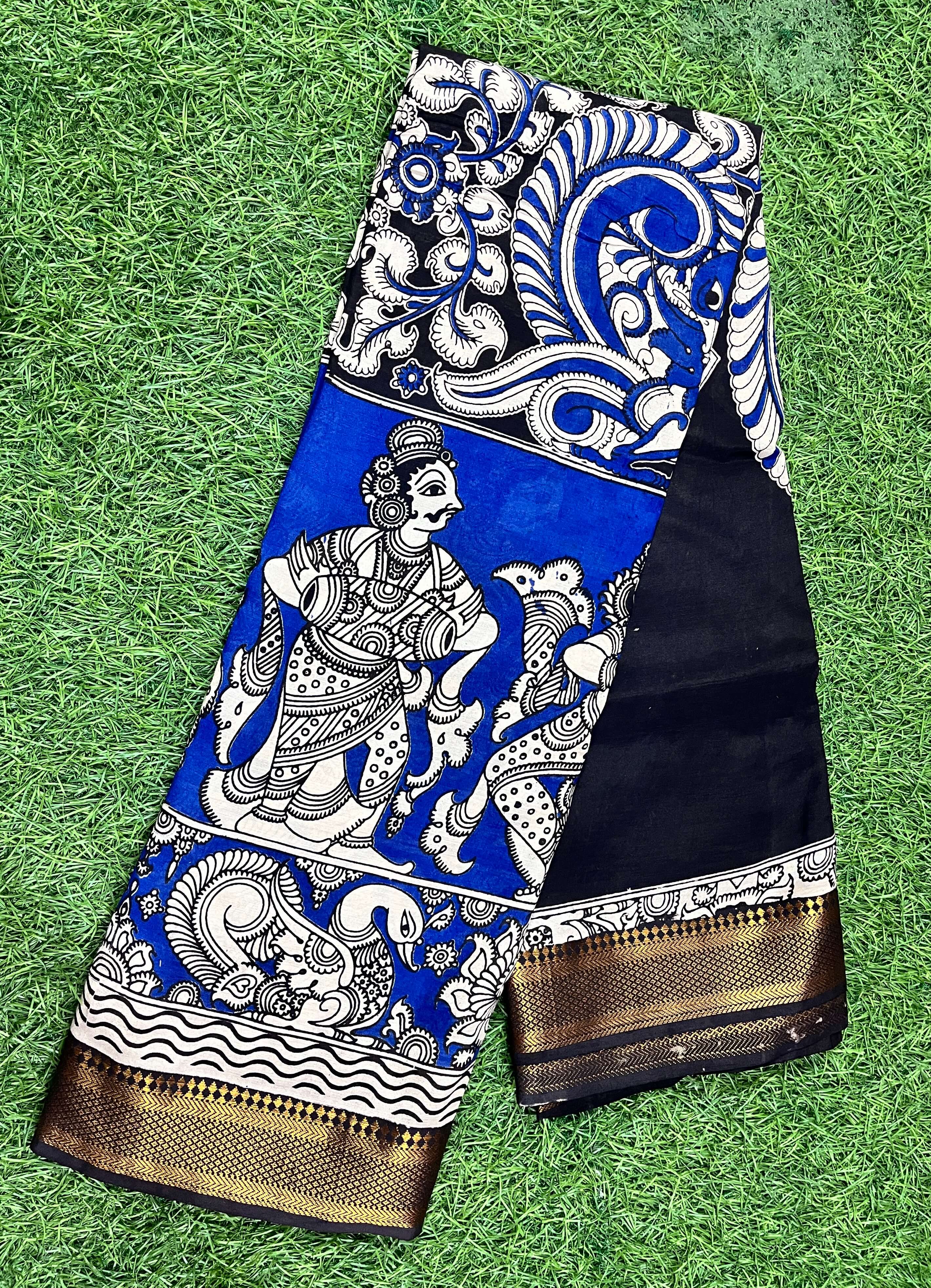 Kalamkari Chennuri Silk Nizam Border Saree-KNB-SP-M233
