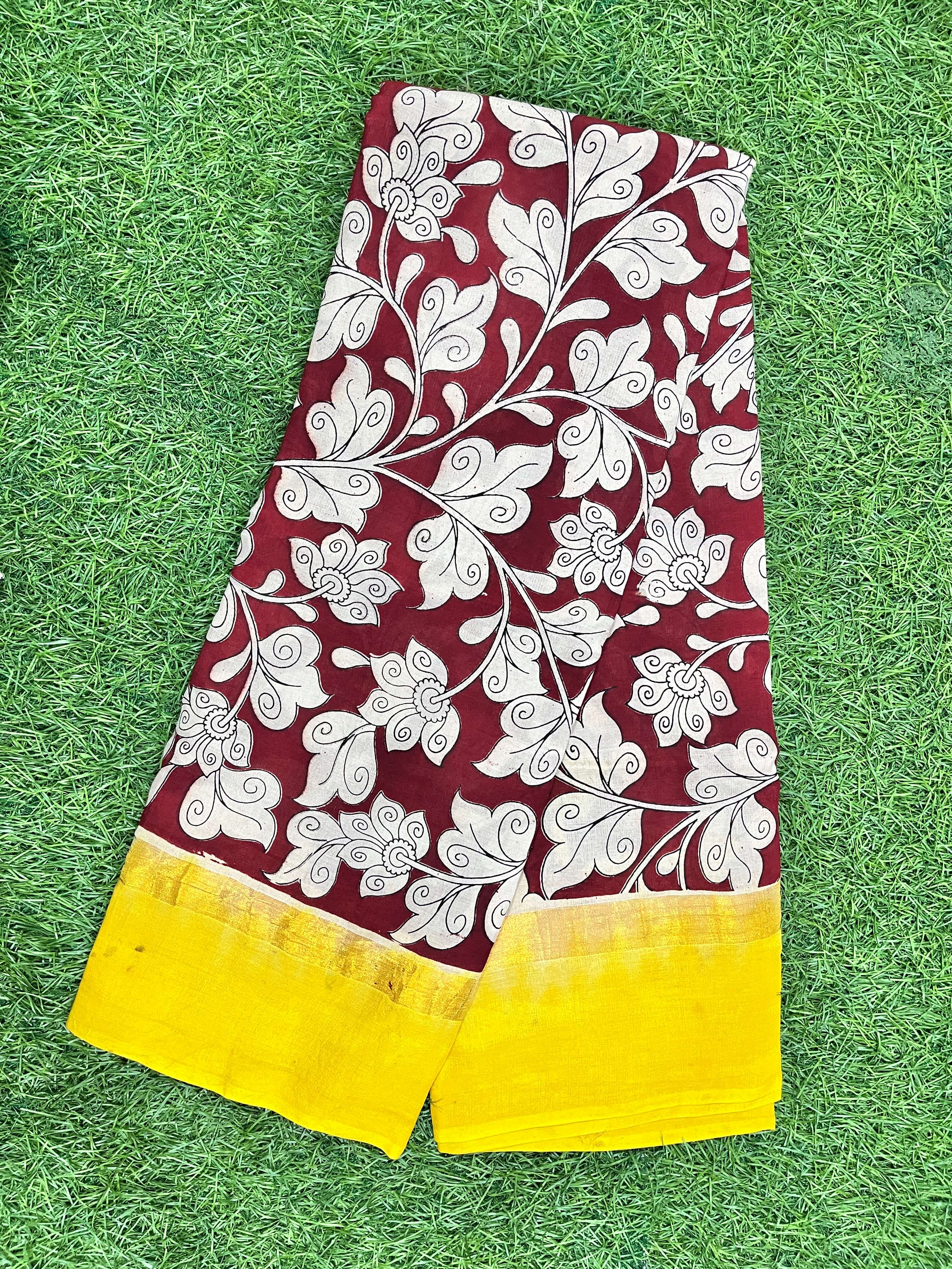 Kalamkari Chennuri Silk Kaddi Border Saree KSS-KBD-061