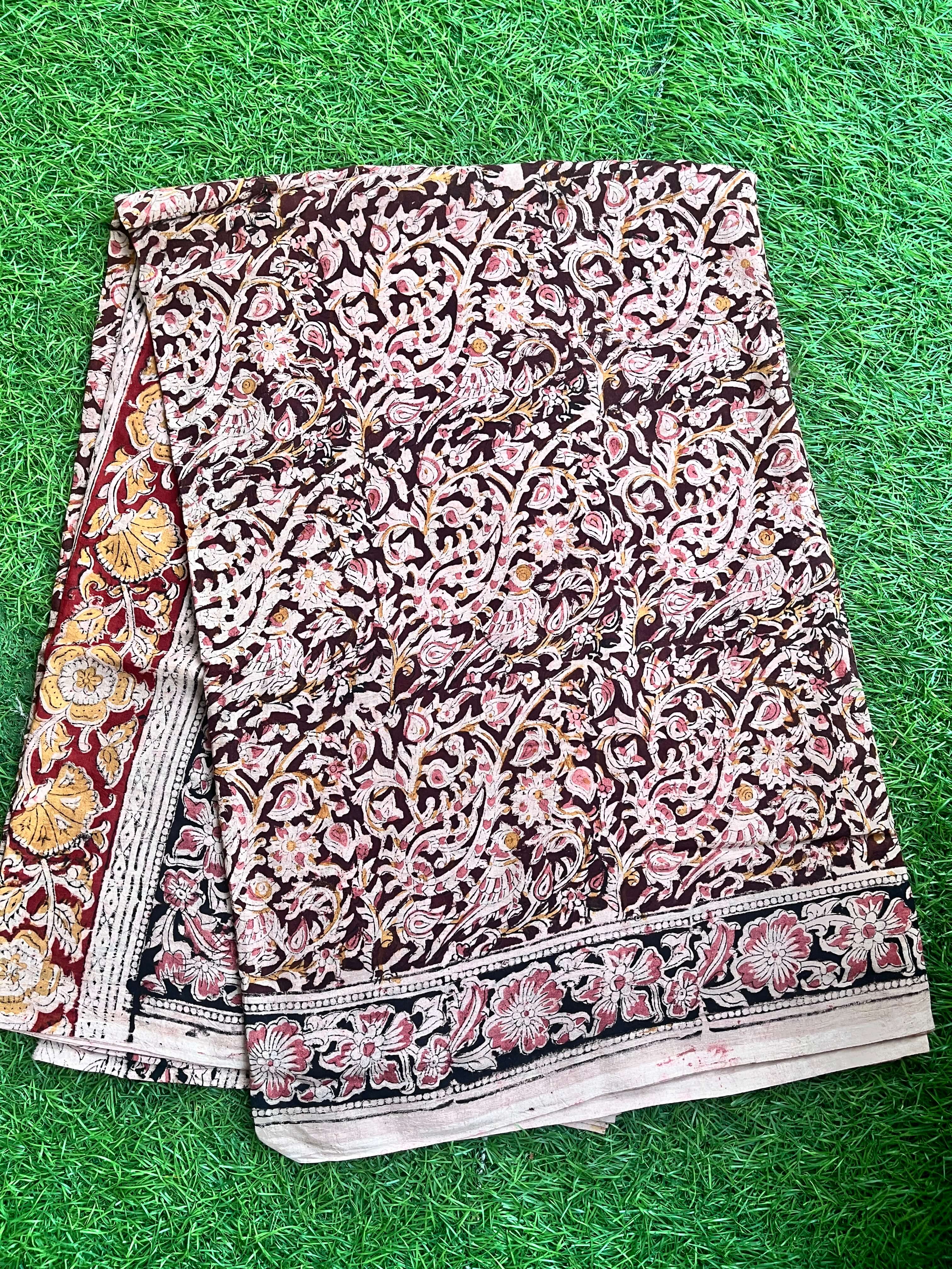 Kalamkari Cotton Handblock Printed Saree-CLRS-HPC-M095