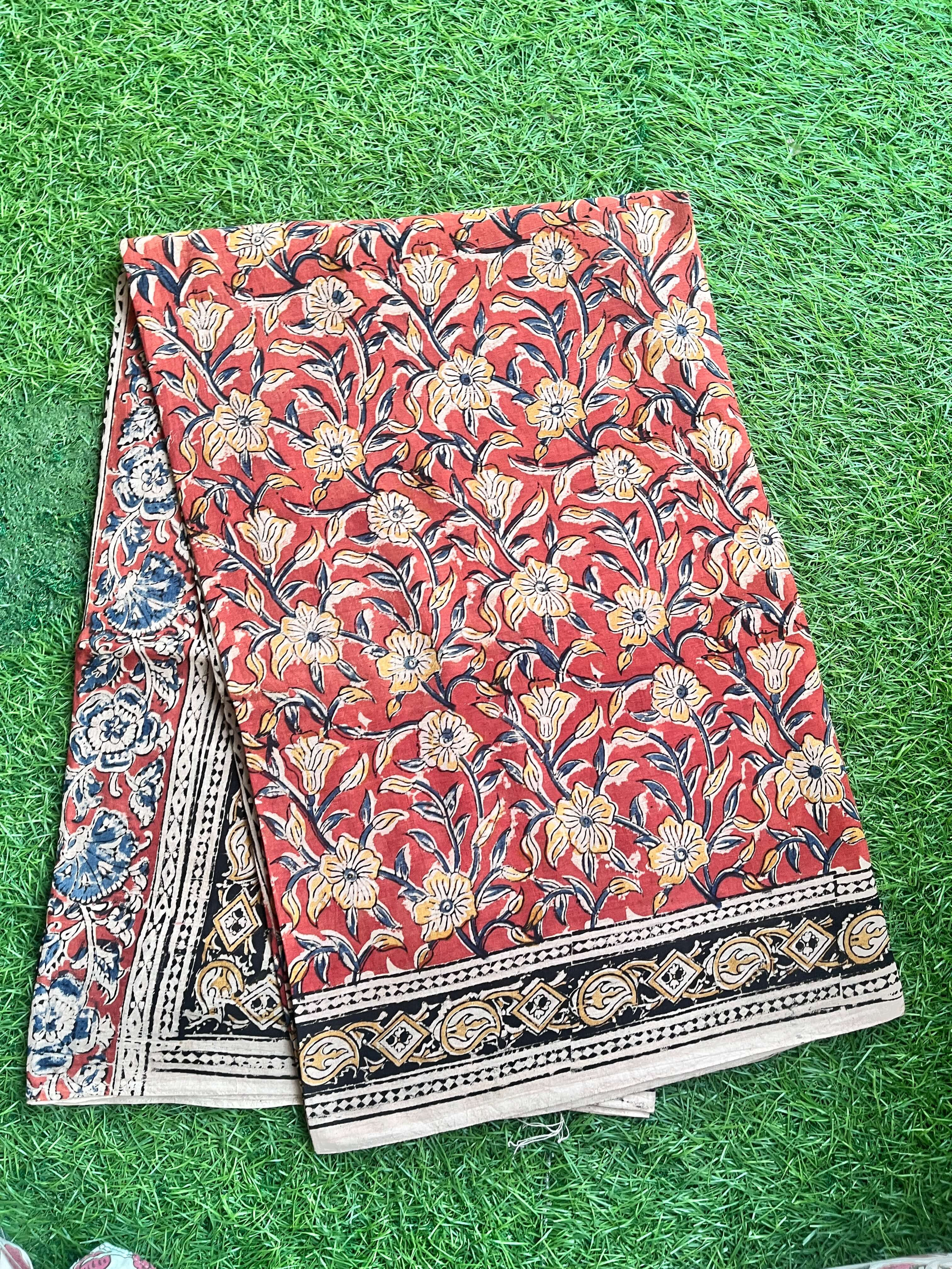 Kalamkari Cotton Handblock Printed Saree-CLRS-HPC-M098
