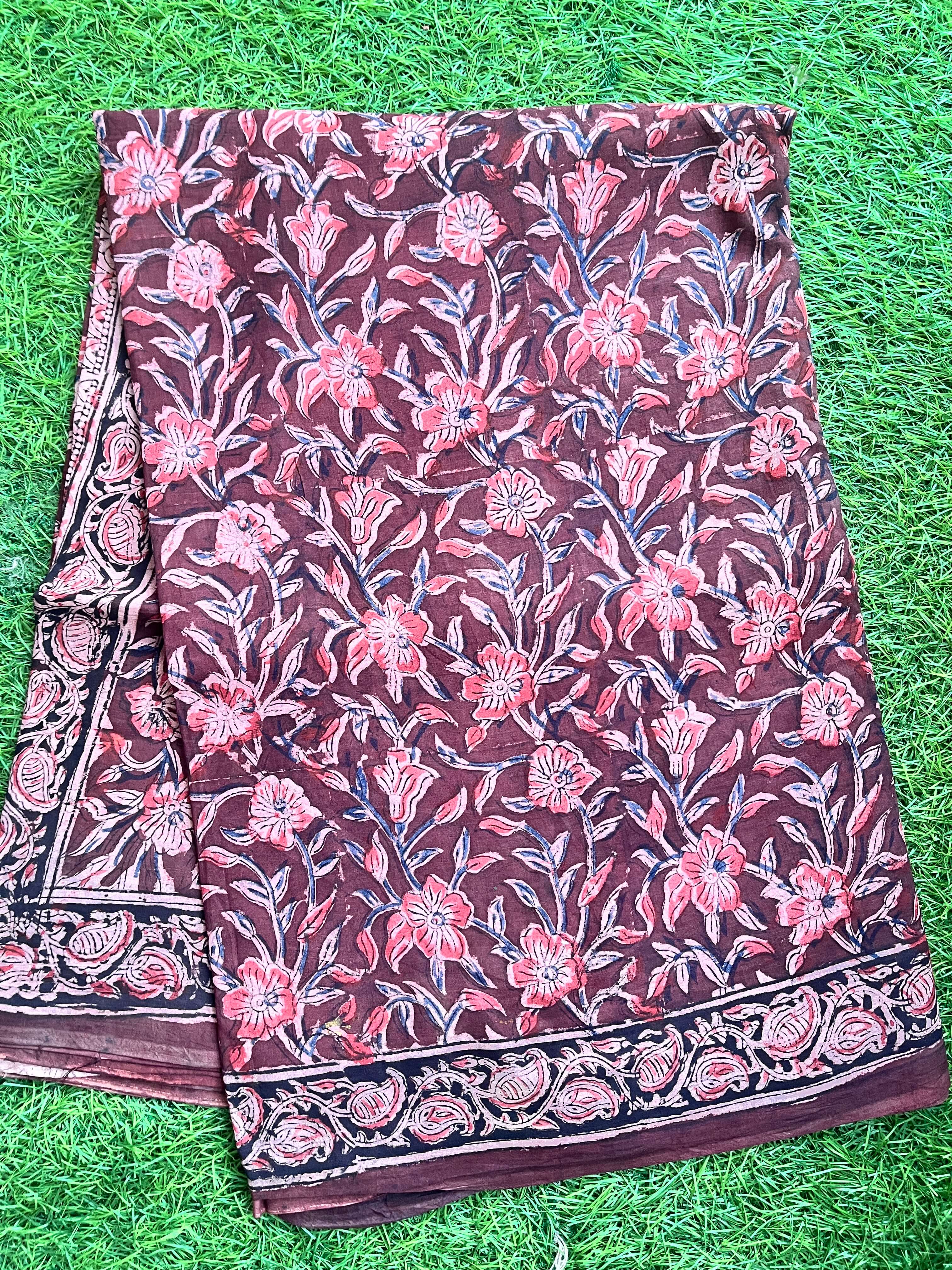 Kalamkari Cotton Handblock Printed Saree-CLRS-HPC-M100