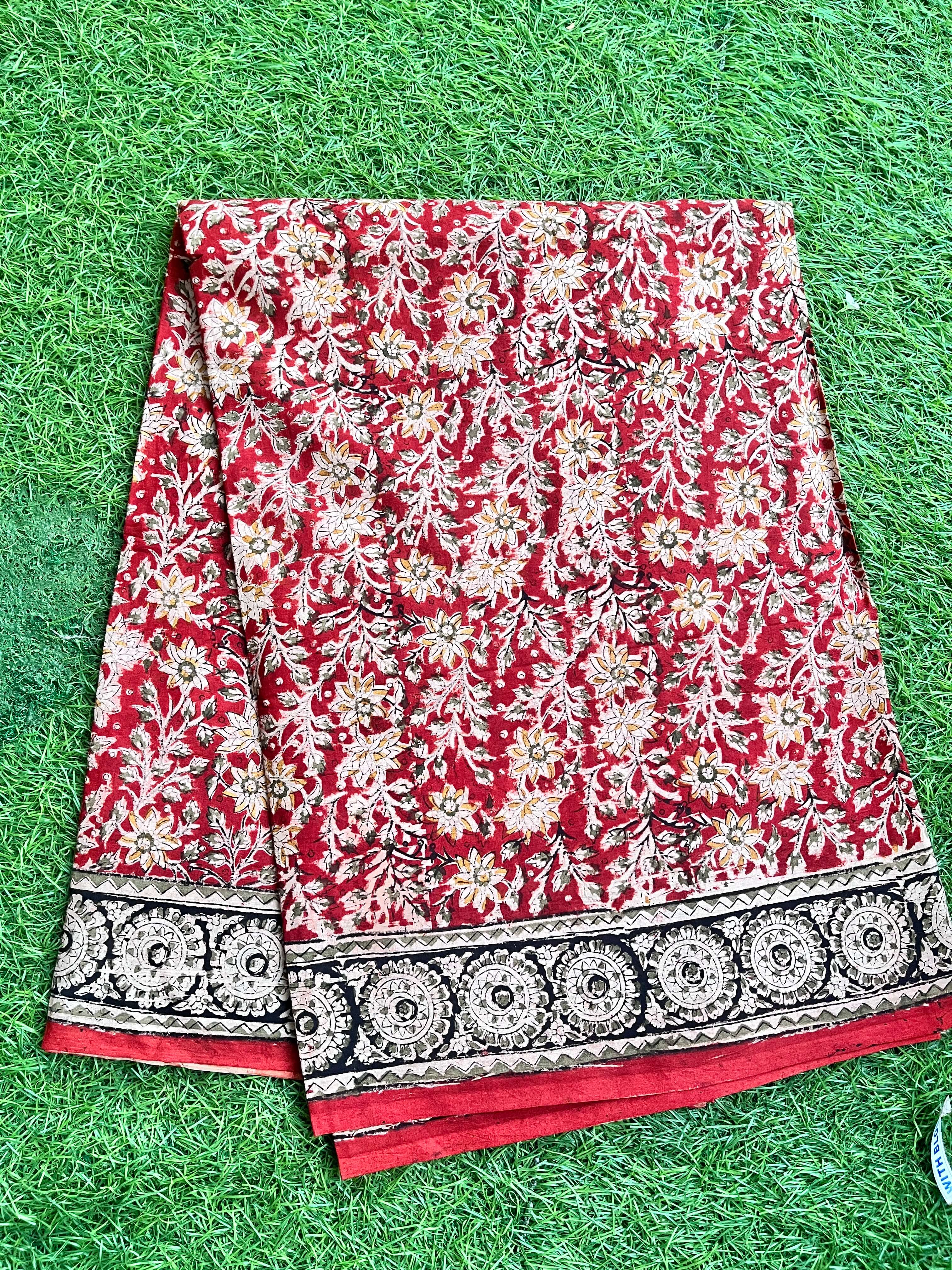 Kalamkari Cotton Handblock Printed Saree-CLRS-HPC-M102