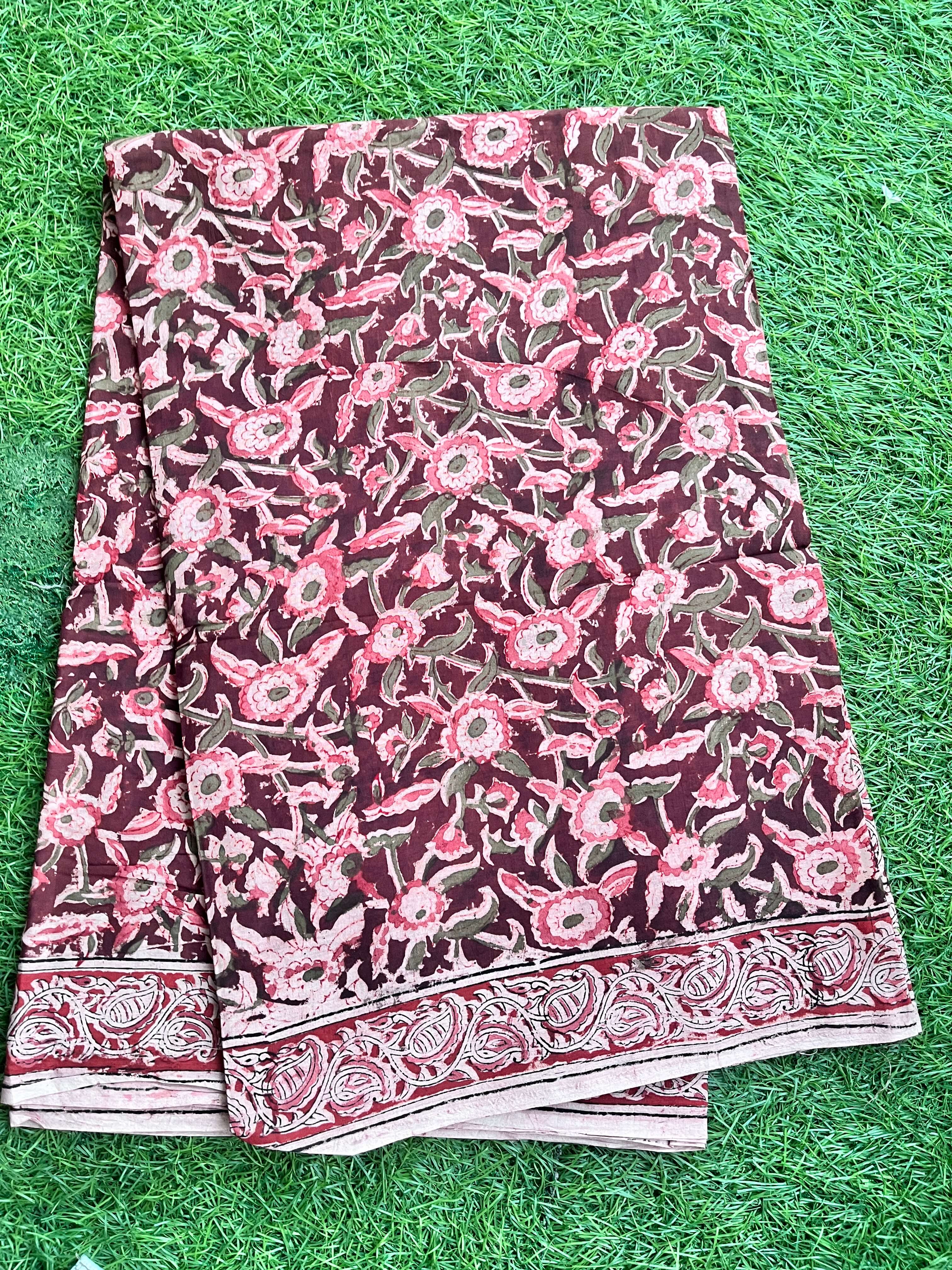 Kalamkari Cotton Handblock Printed Saree-CLRS-HPC-M104