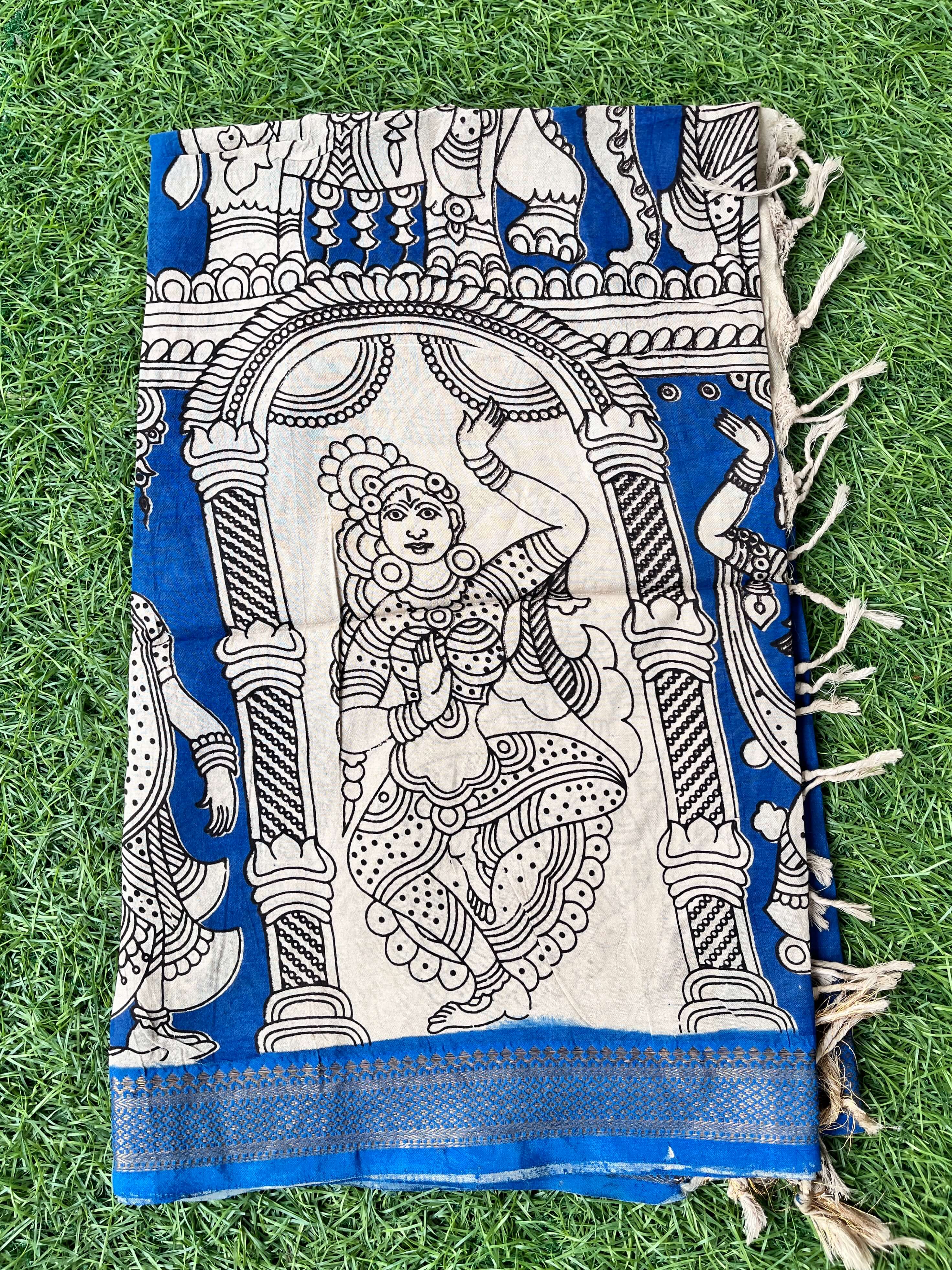 Nizam Border Kalamkari Dupatta- NBKHBD-N-M144