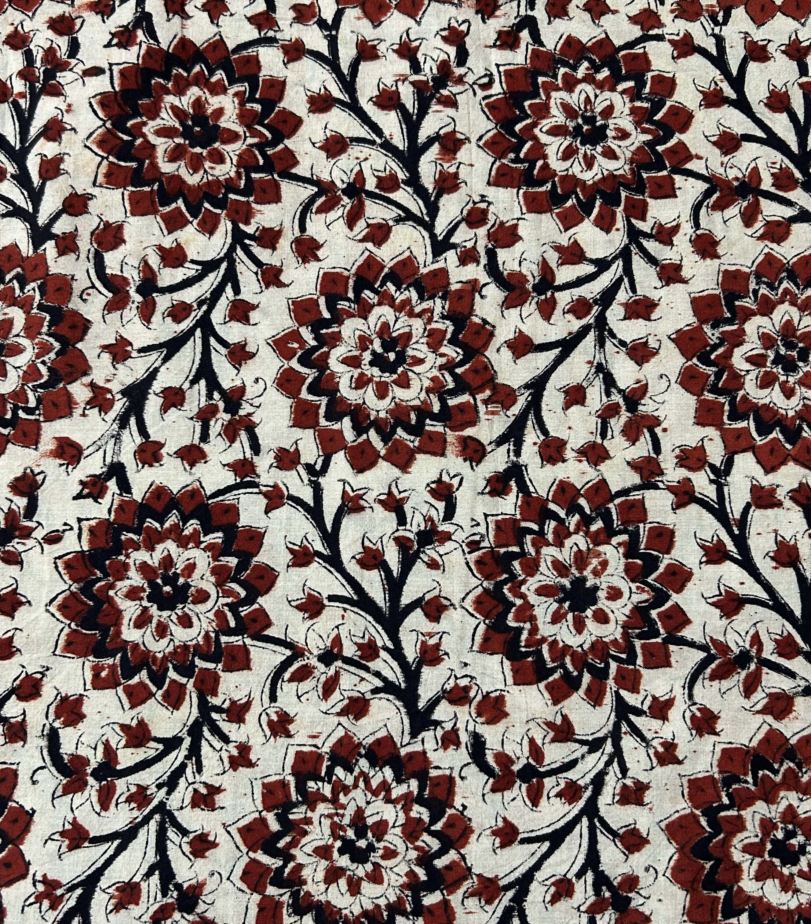 Kalamkari Block Printed Cotton Fabric - HBP-B017