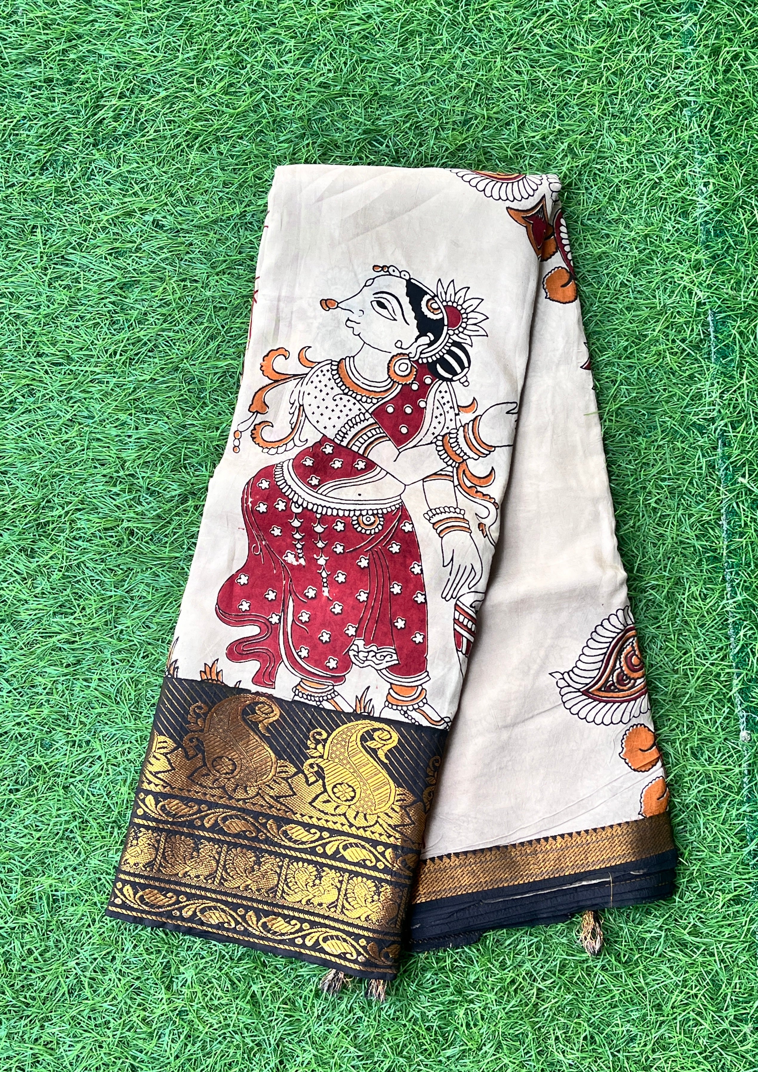 Kalamkari Chennuri Silk Kanchi Border Saree-KKB-SP-M184