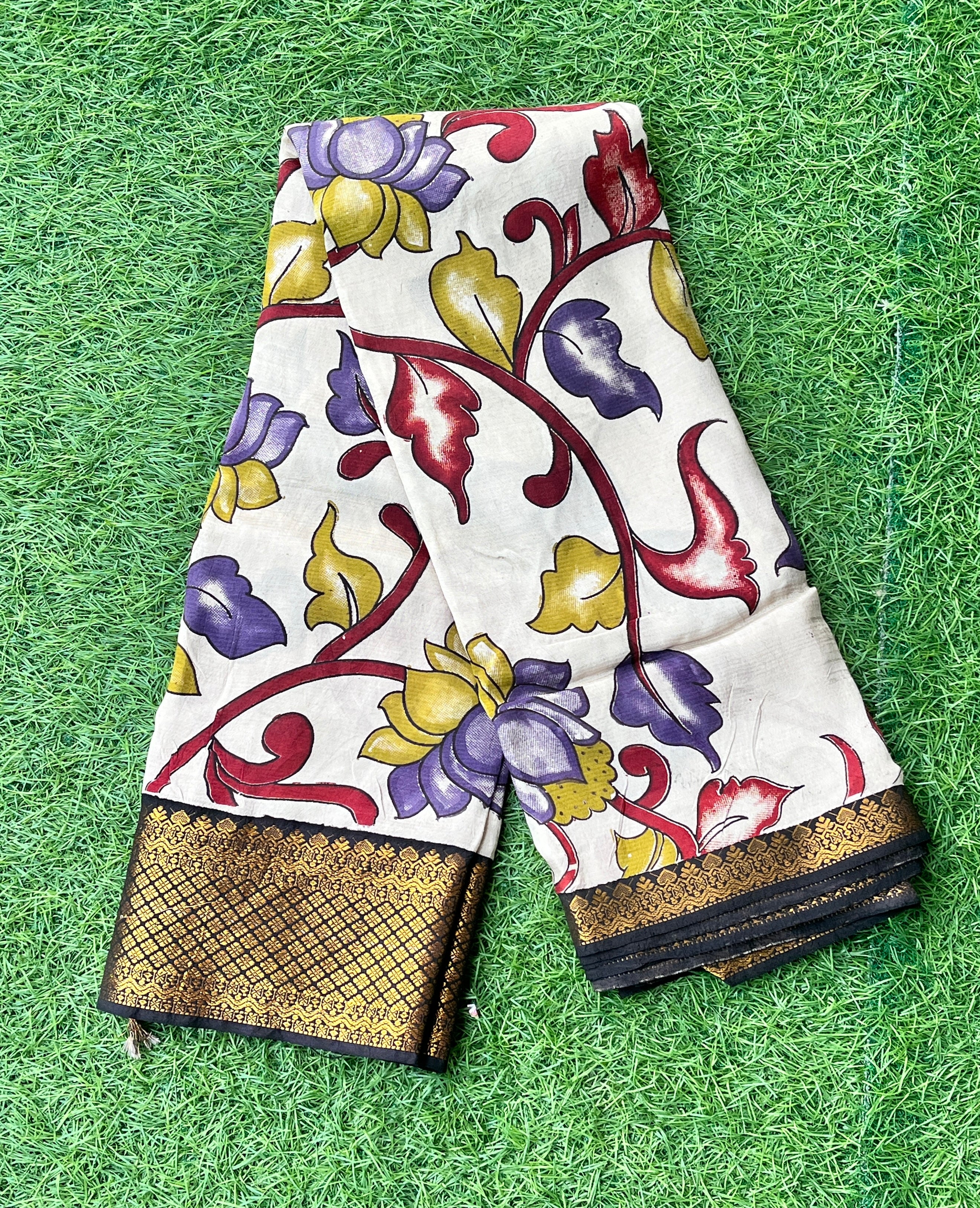 Kalamkari Chennuri Silk Kanchi Border Saree-KKB-SP-M186