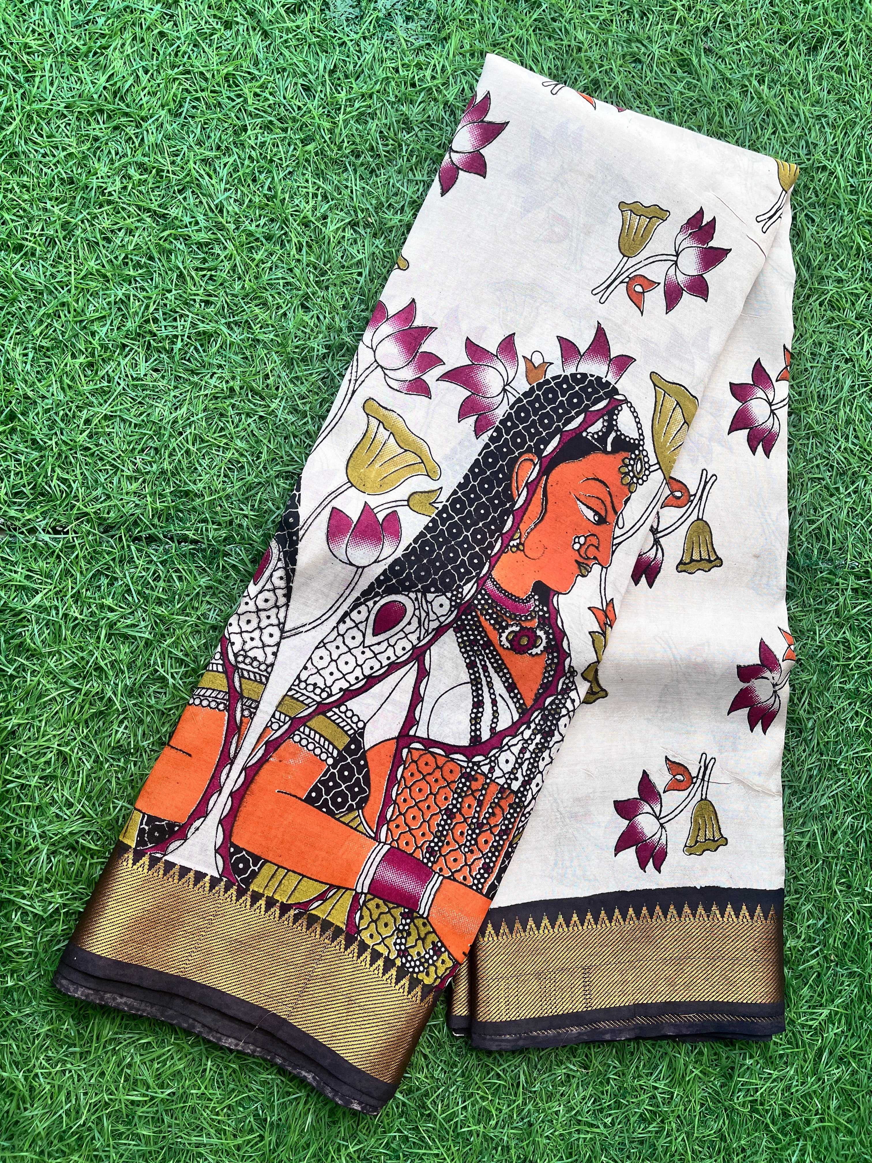 Kalamkari Chennuri Silk Nizam Border Saree-KNB-SP-M235