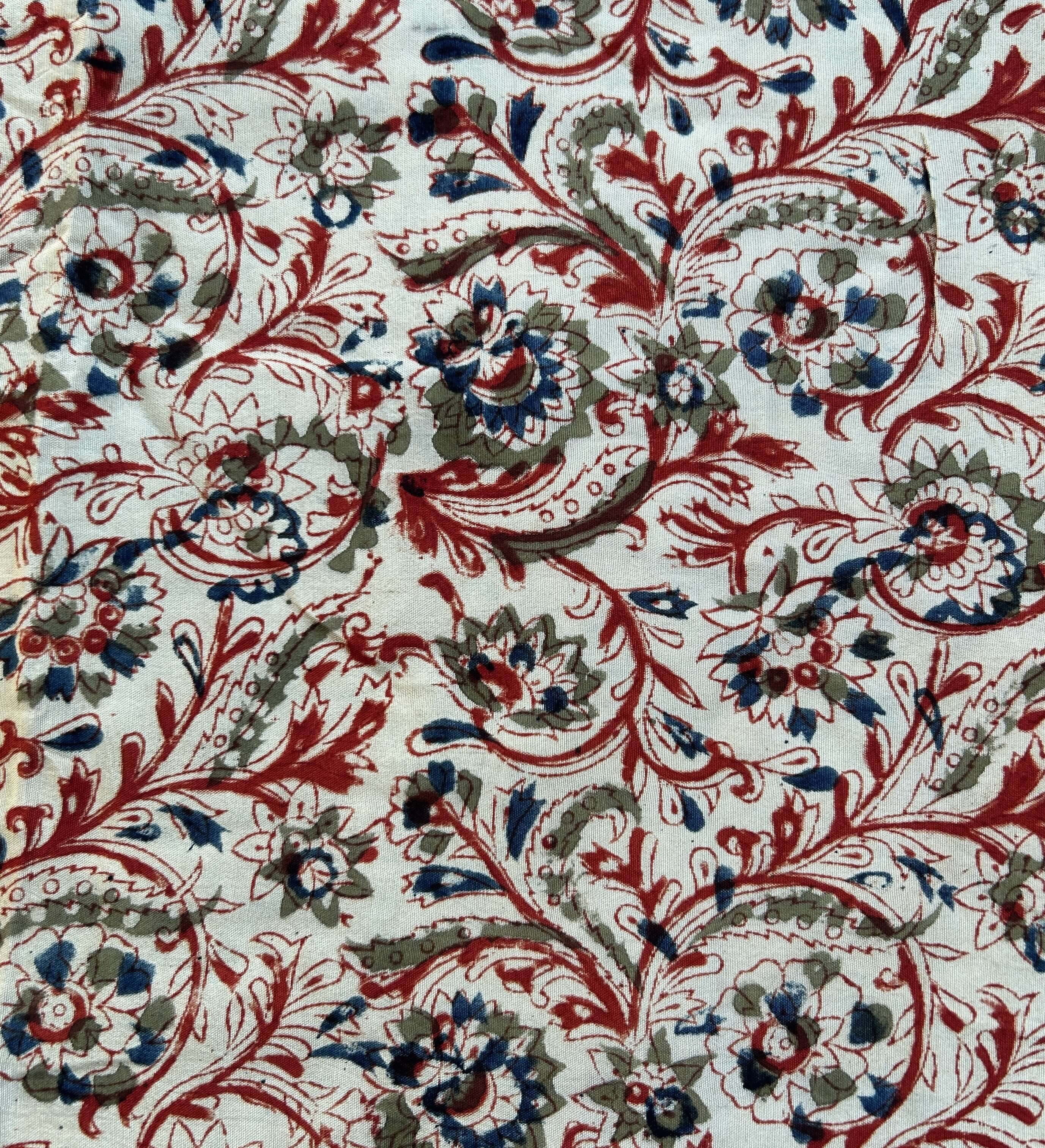 Kalamkari Block Printed Chennuri Silk Fabric - HBPS-B042