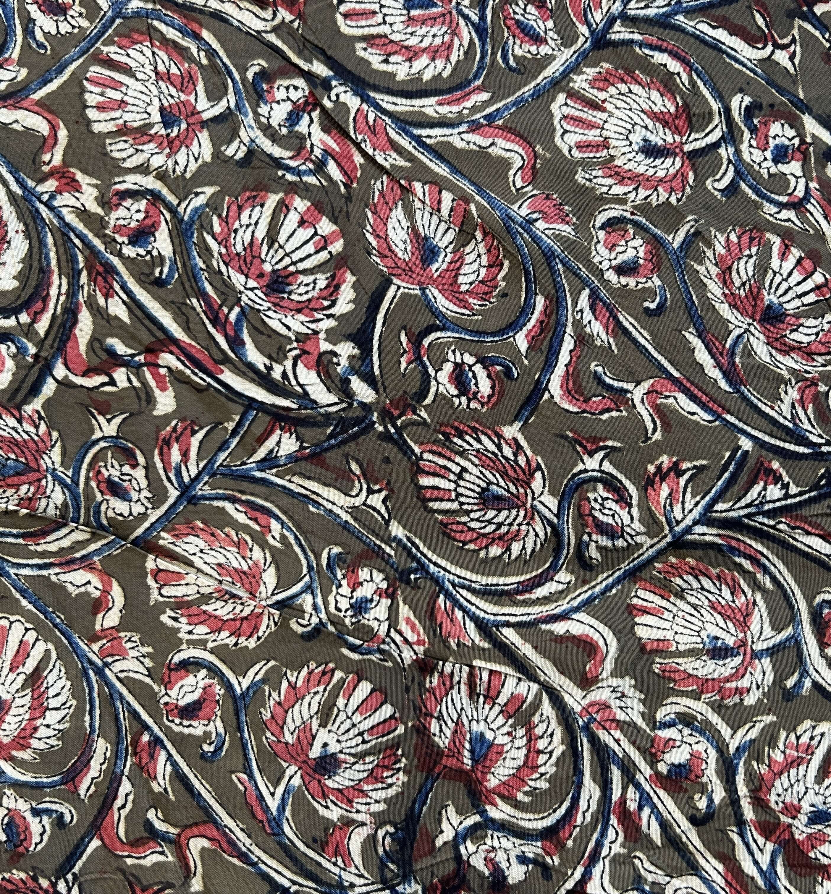 Kalamkari Block Printed Chennuri Silk Fabric - HBPS-B043