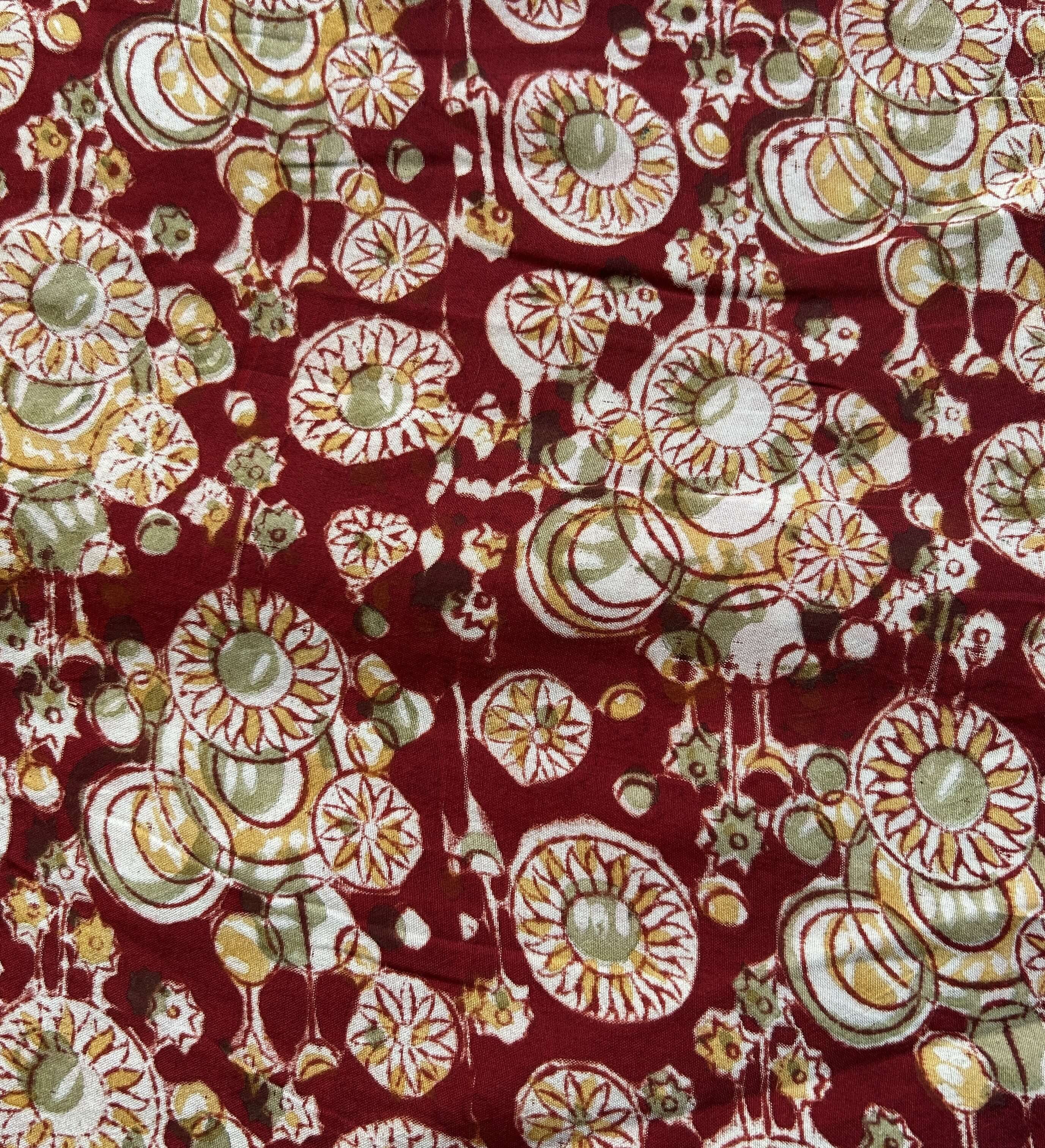 Kalamkari Block Printed Chennuri Silk Fabric - HBPS-B037