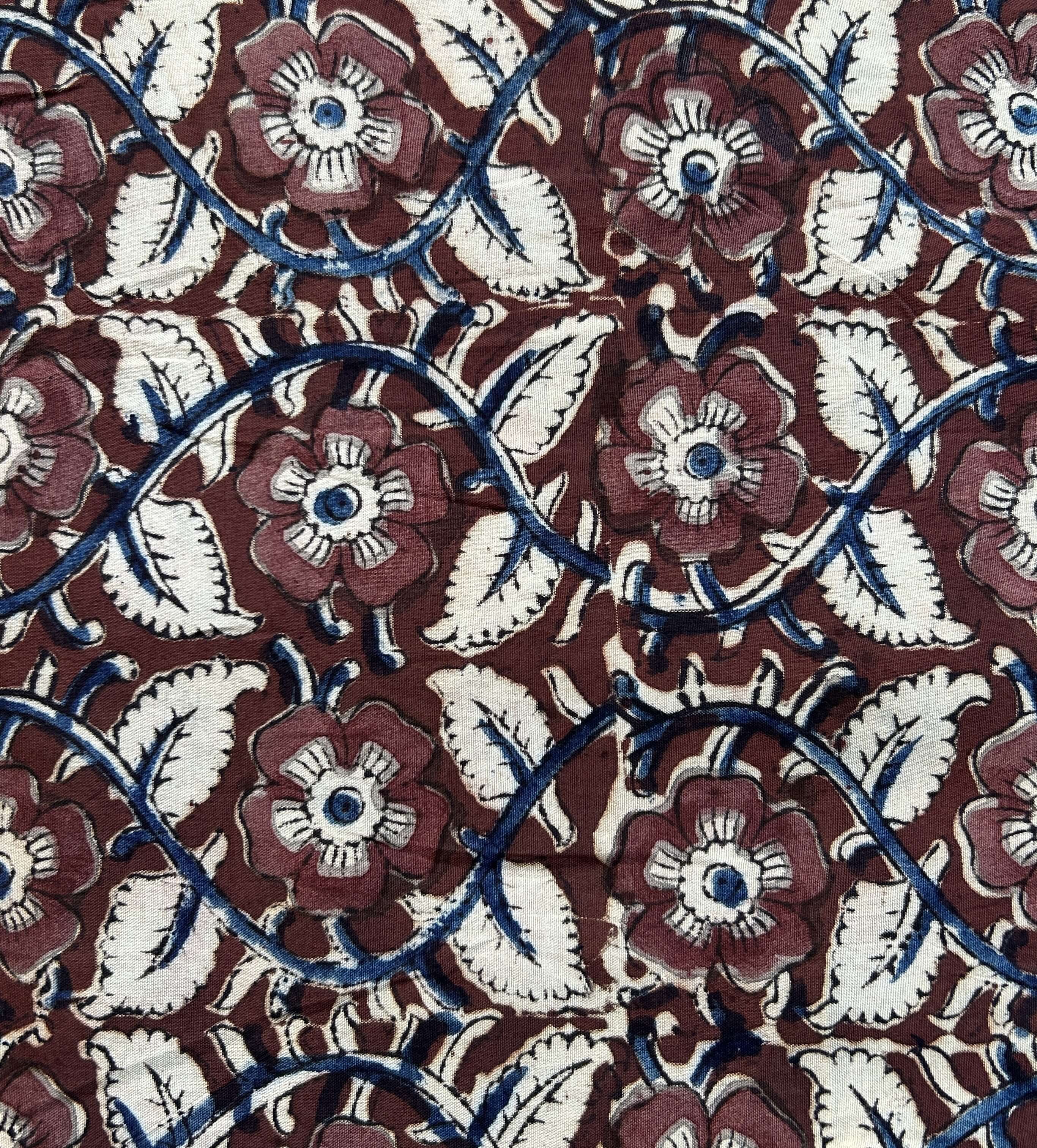 Kalamkari Block Printed Chennuri Silk Fabric - HBPS-B038