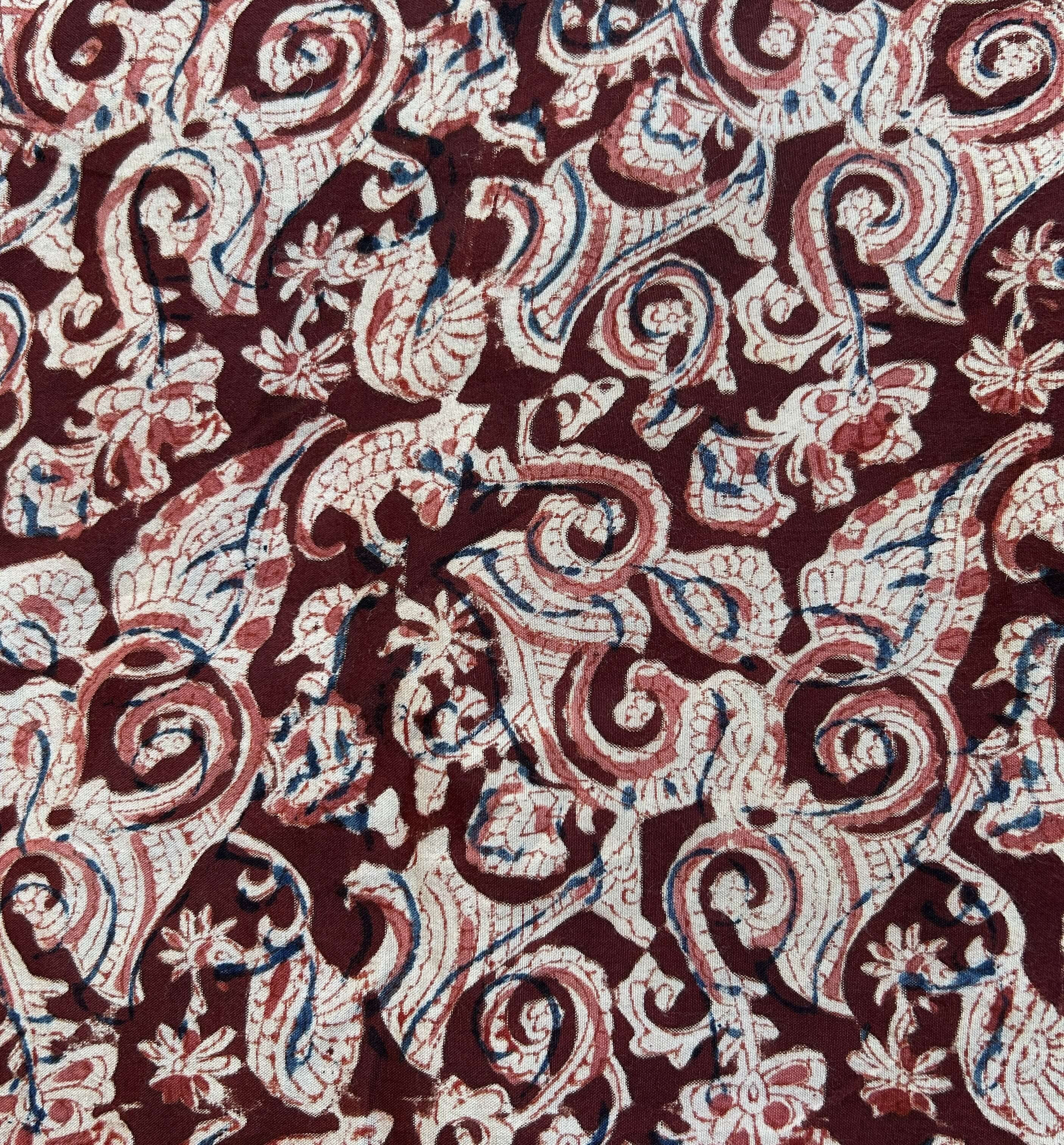 Kalamkari Block Printed Chennuri Silk Fabric - HBPS-B039