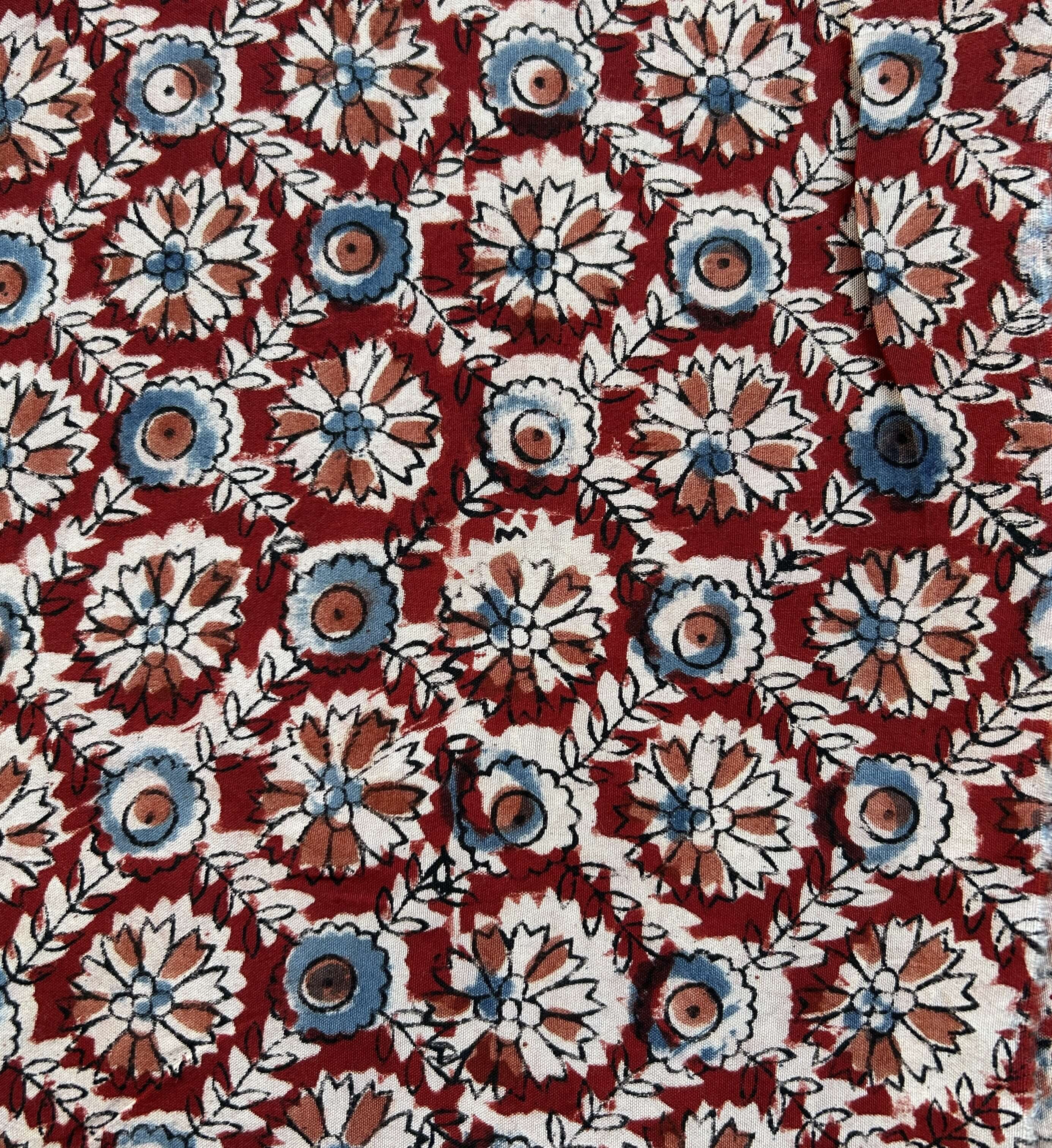Kalamkari Block Printed Chennuri Silk Fabric - HBPS-B038