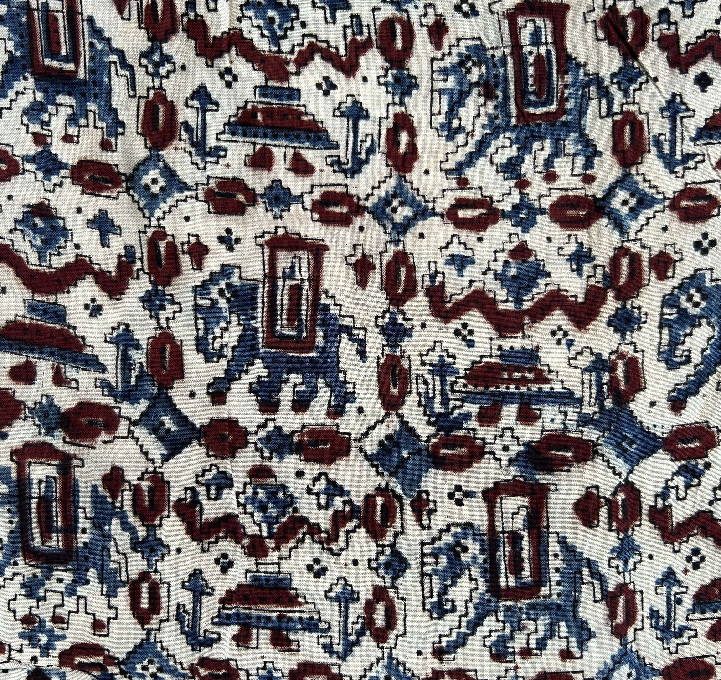 Kalamkari Block Printed Chennuri Silk Fabric - HBPS-B041