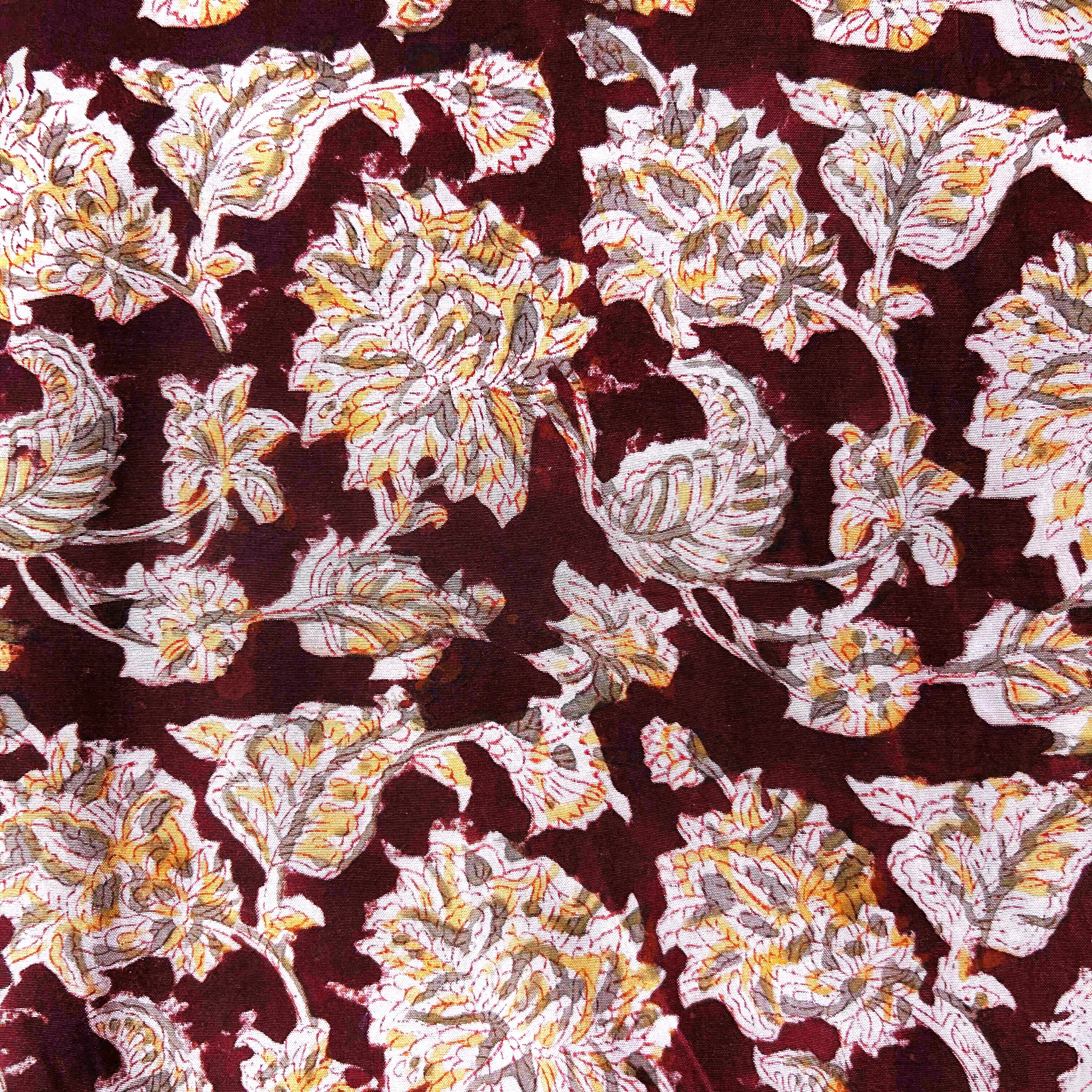 Kalamkari Block Printed Chennuri Silk Fabric - HBPS-B011