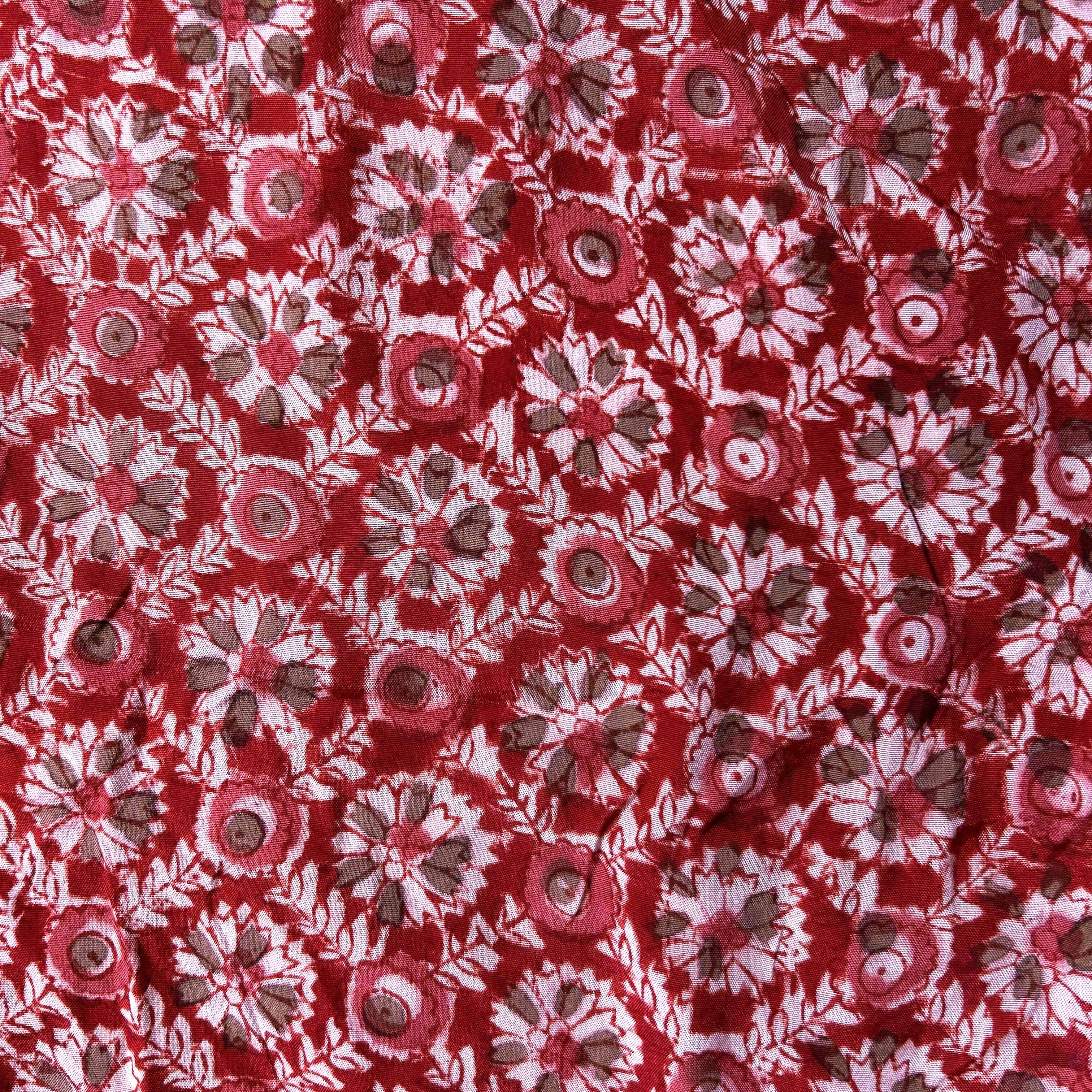 Kalamkari Block Printed Chennuri Silk Fabric - HBPS-B017