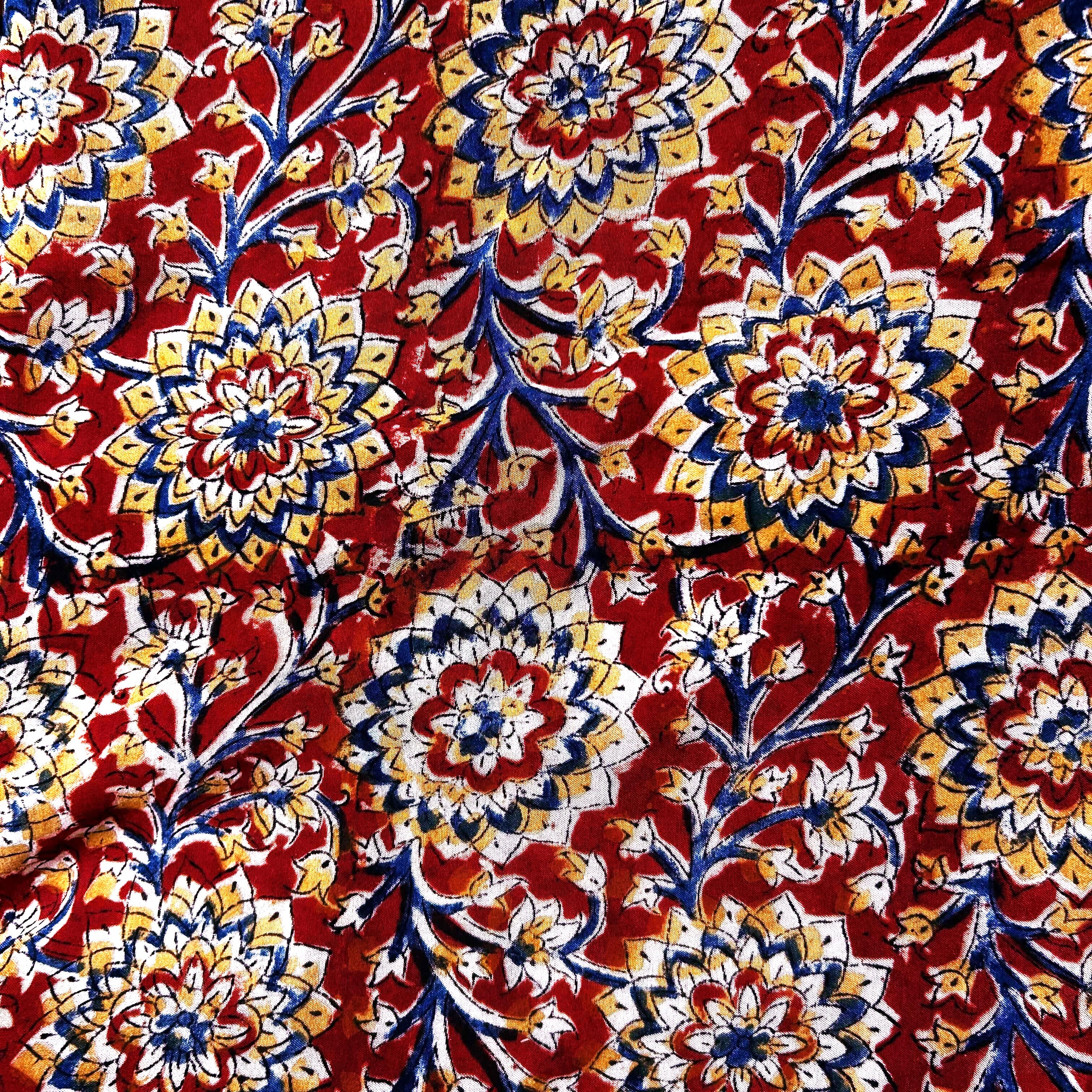 Kalamkari Block Printed Chennuri Silk Fabric - HBPS-B012