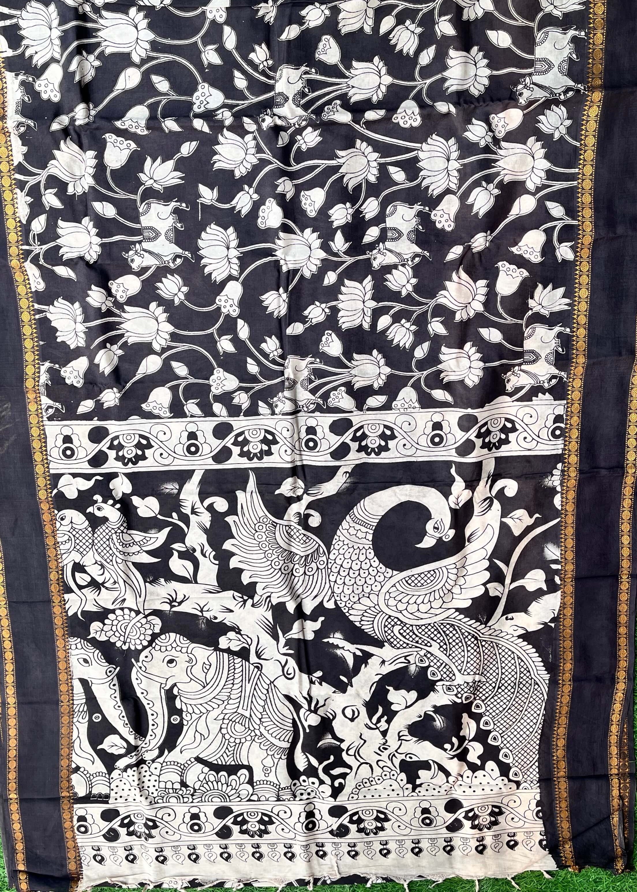 Kalamkari Chennuri Silk Double Border Saree-KDDB-SP-M011
