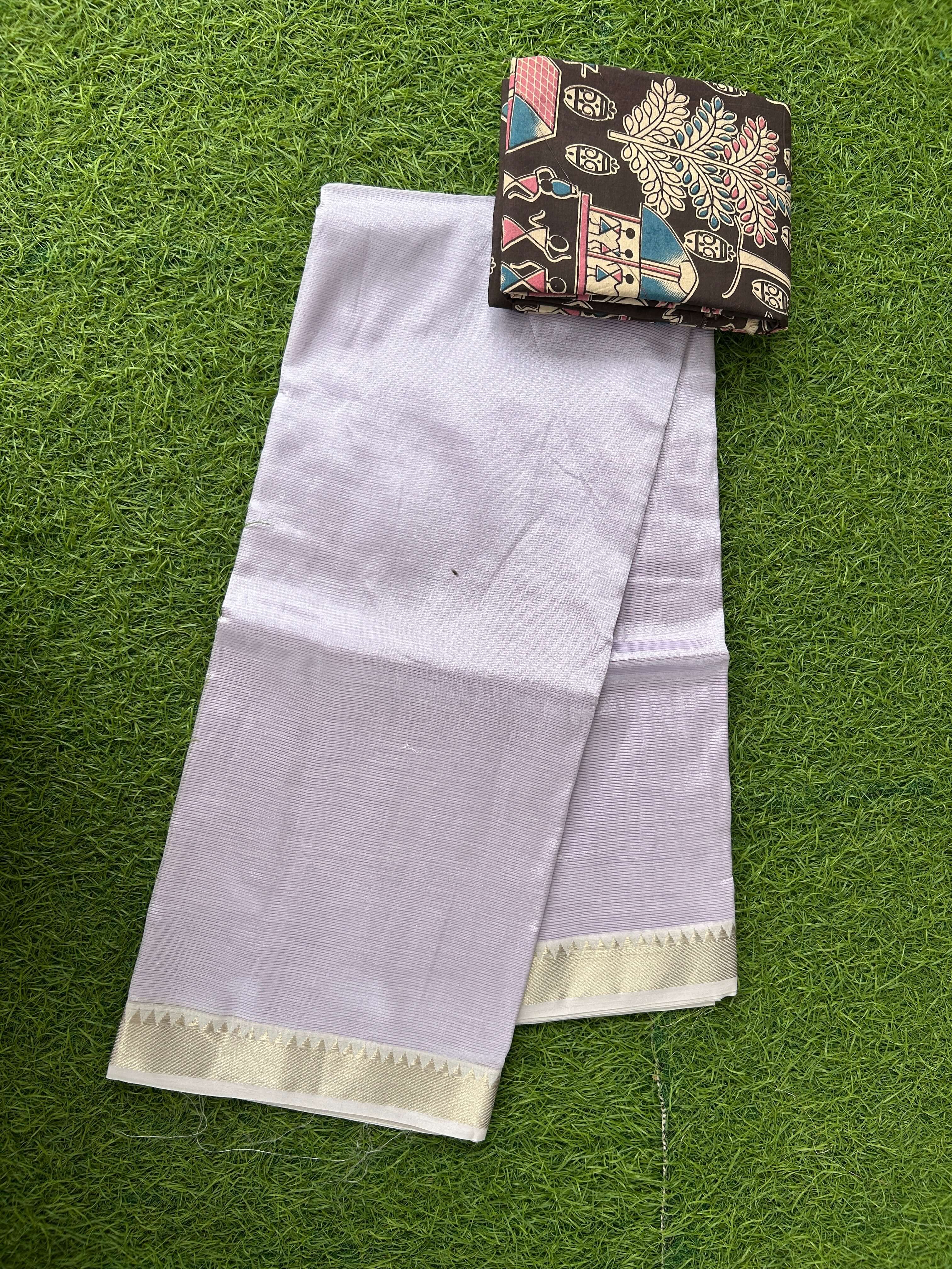 Mangalagiri Saree With Kalamkari Blouse Piece -MS-M007