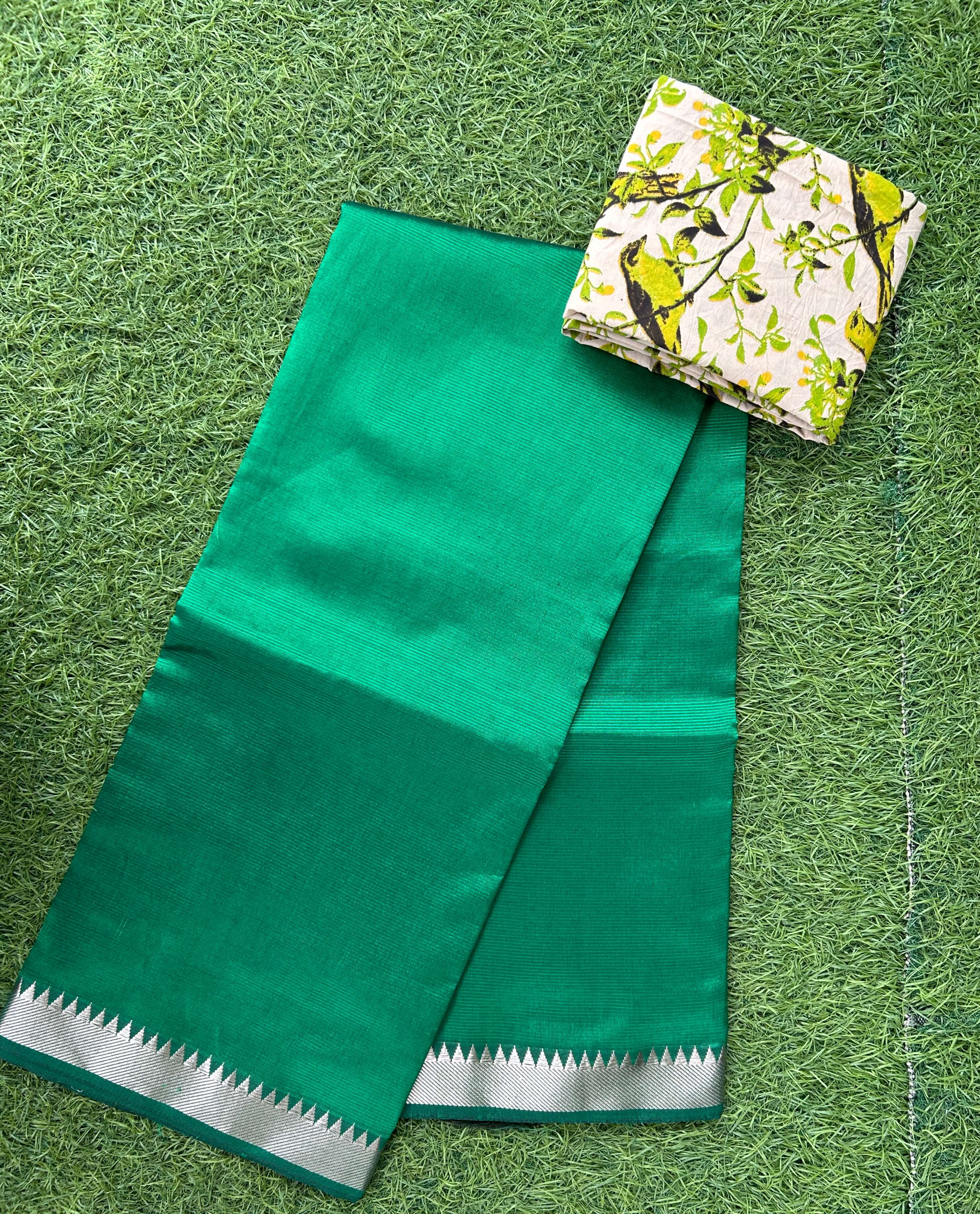 Mangalagiri Saree With Kalamkari Blouse Piece -MS-M008