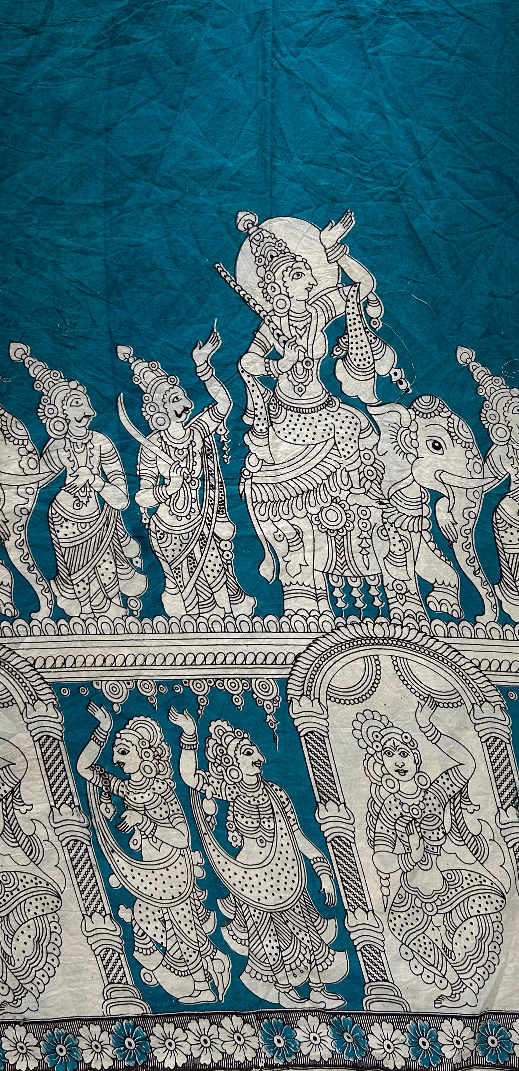 Kalamkari Screen Printed Cotton Fabric - M005