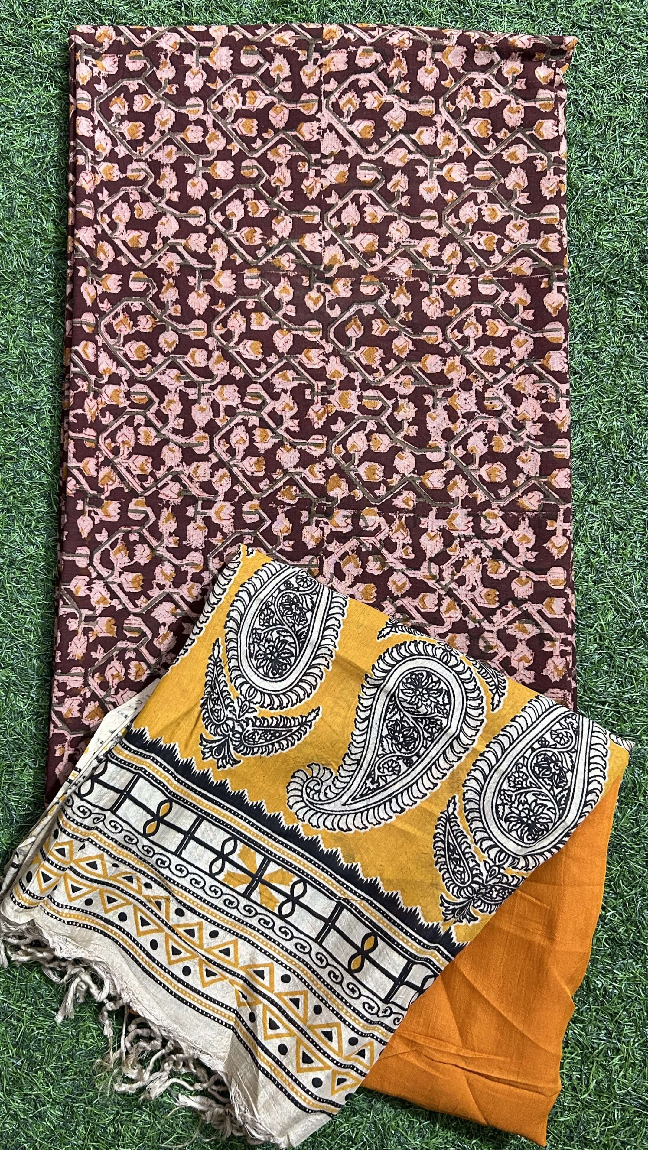 Kalamkari 2-Piece Dress Set – Top & Silk Dupatta- KHDS-M009