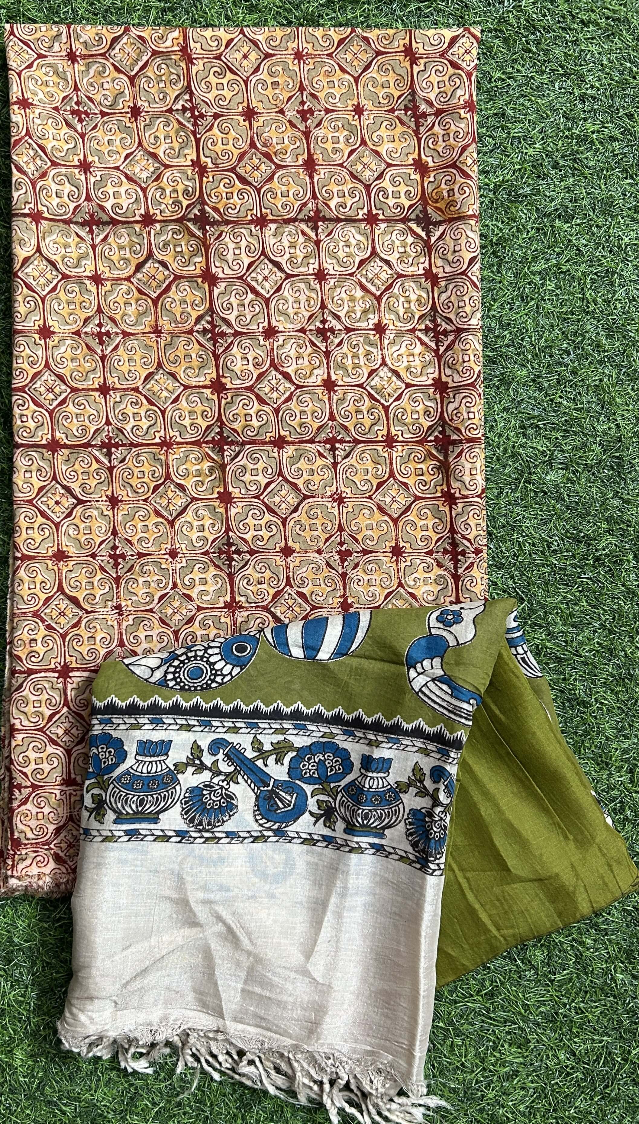 Kalamkari 2-Piece Dress Set – Top & Silk Dupatta- KHDS-M014