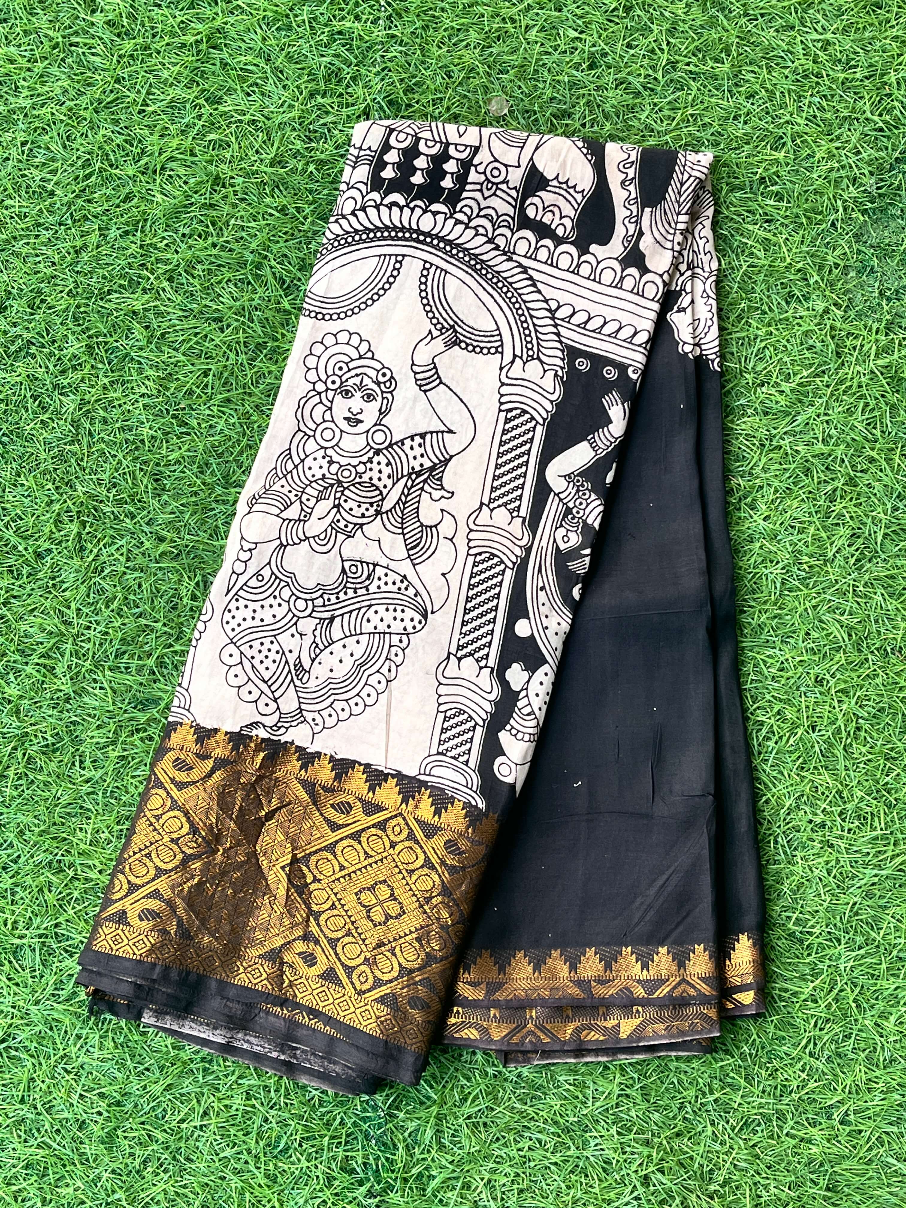 Kalamkari Chennuri Silk Kanchi Border Saree-KKB-SP-M192