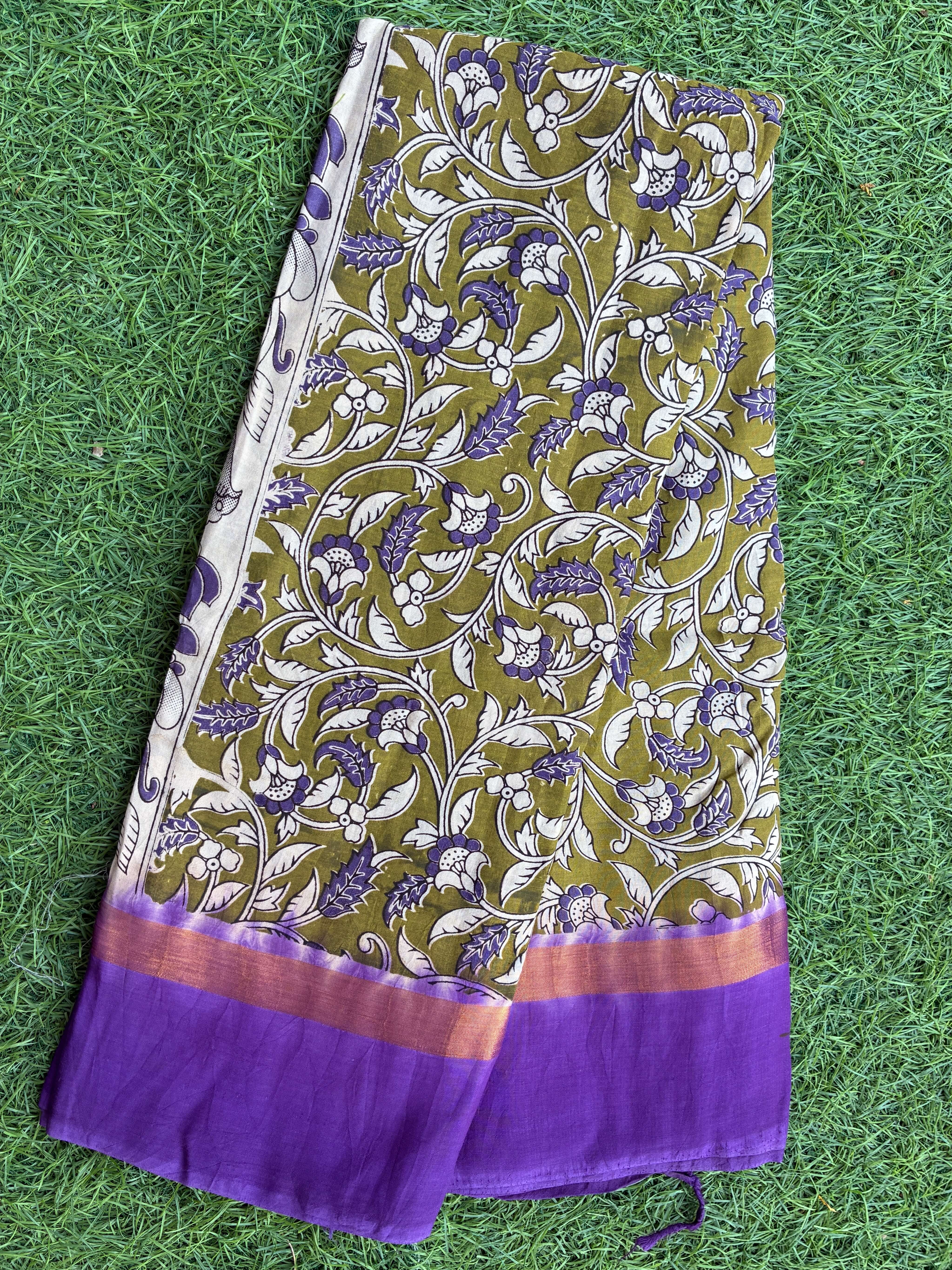 Kalamkari Chennuri Silk Kaddi Border Saree KSS-KBD-073