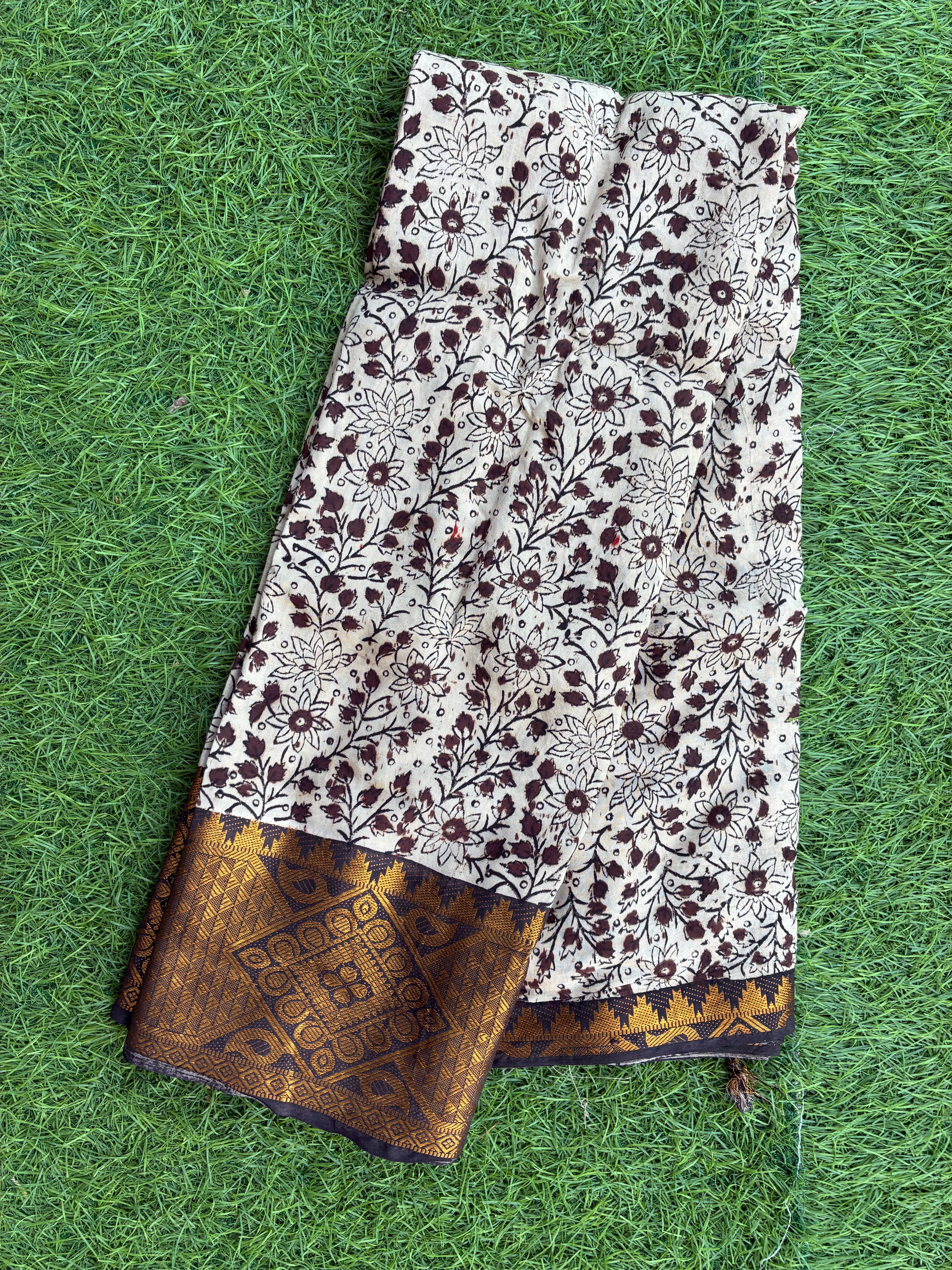 Kalamkari Chennuri Silk Kanchi Border Saree-KKB-HP-M184