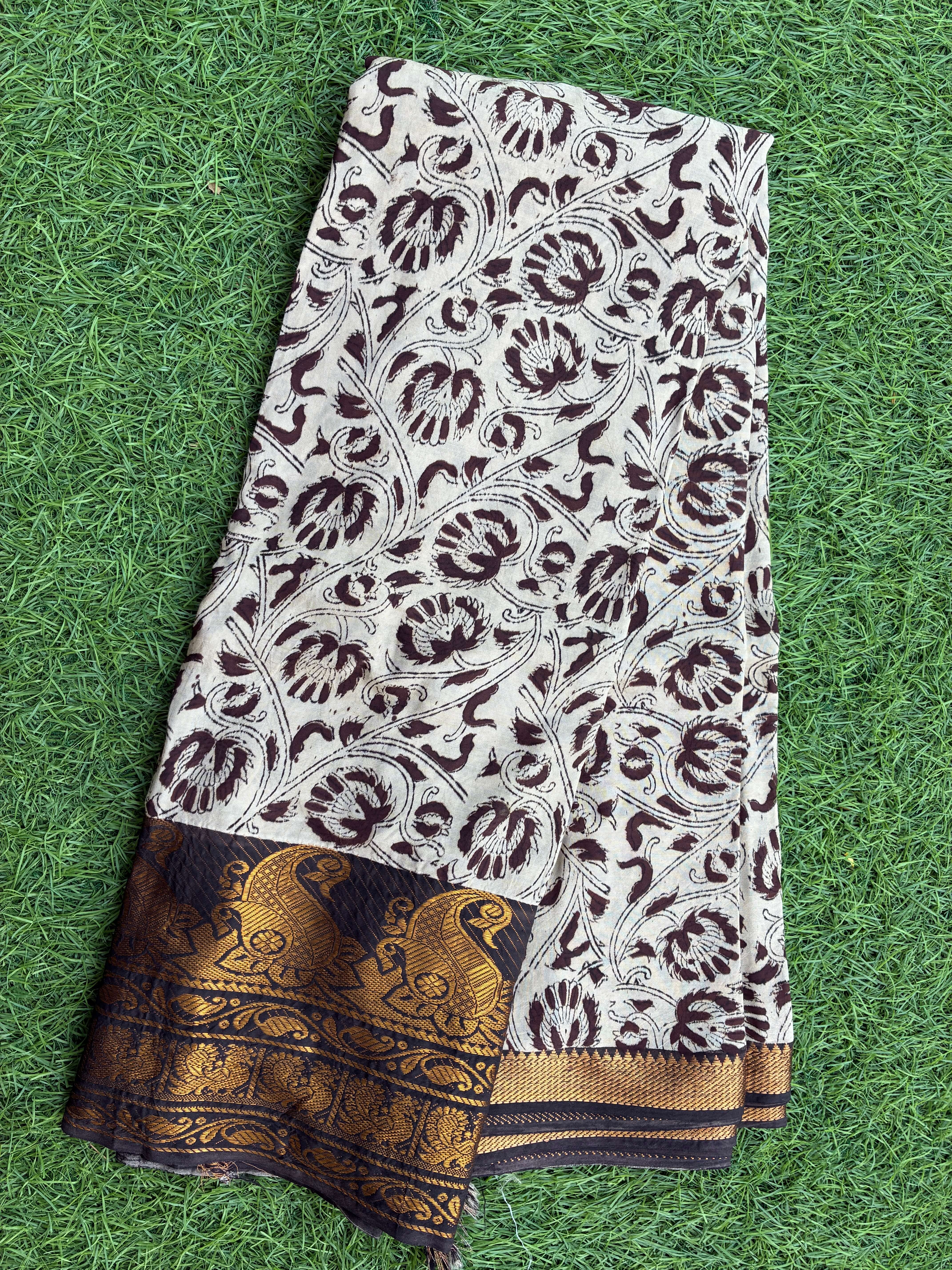 Kalamkari Chennuri Silk Kanchi Border Saree-KKB-HP-M185