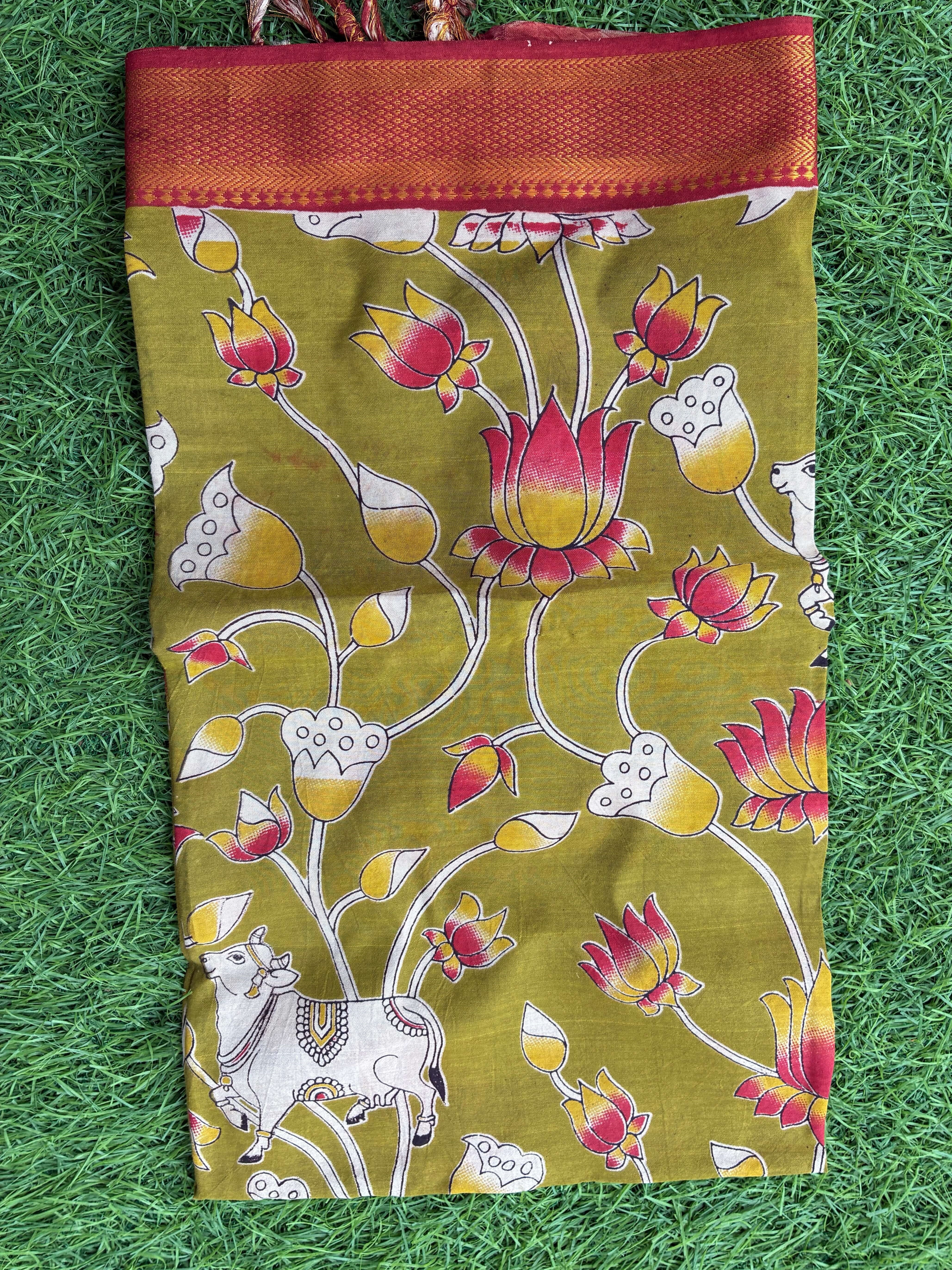 Nizam Border Kalamkari Dupatta- NBKHBD-N-M158