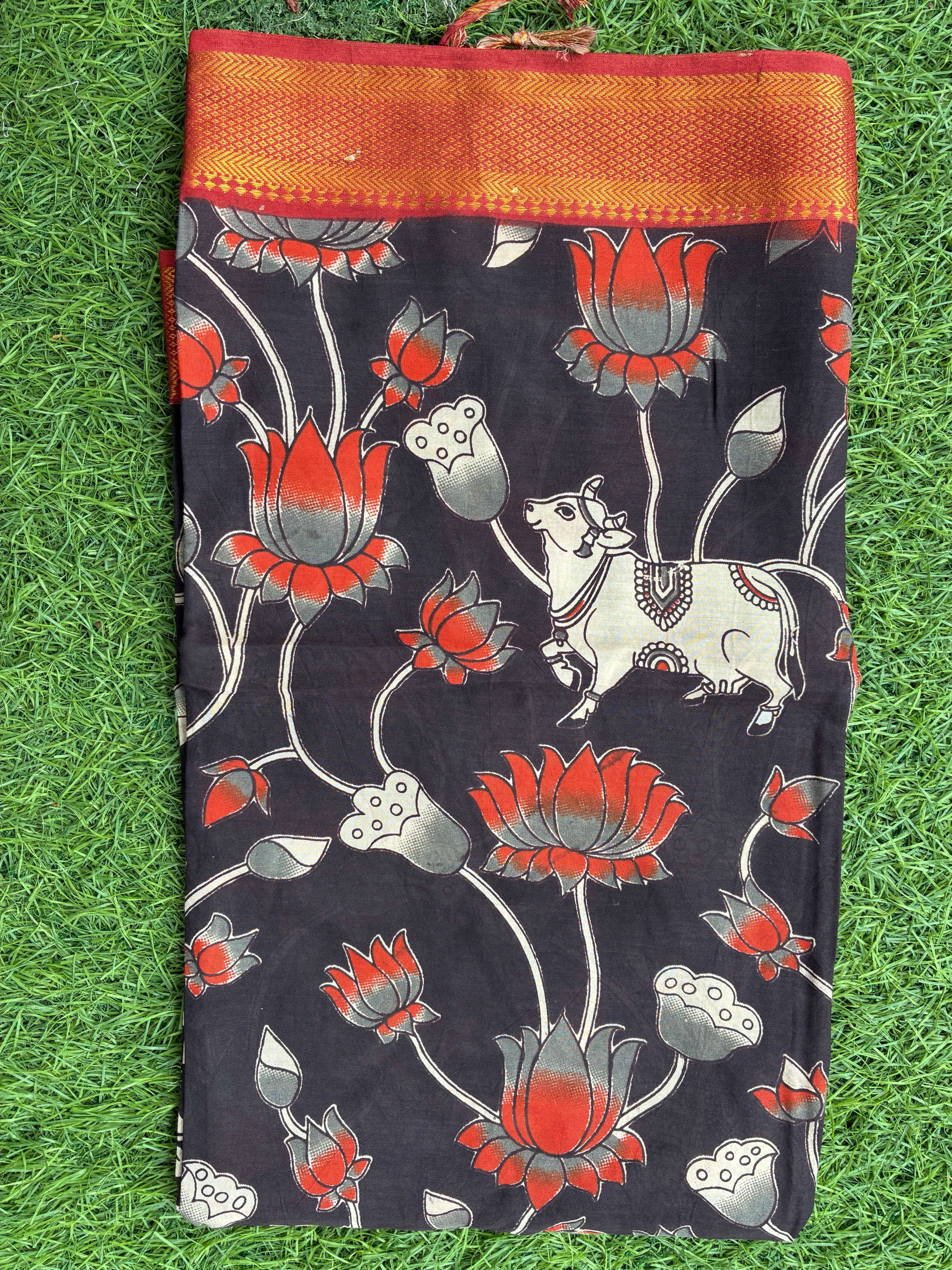 Nizam Border Kalamkari Dupatta- NBKHBD-N-M159
