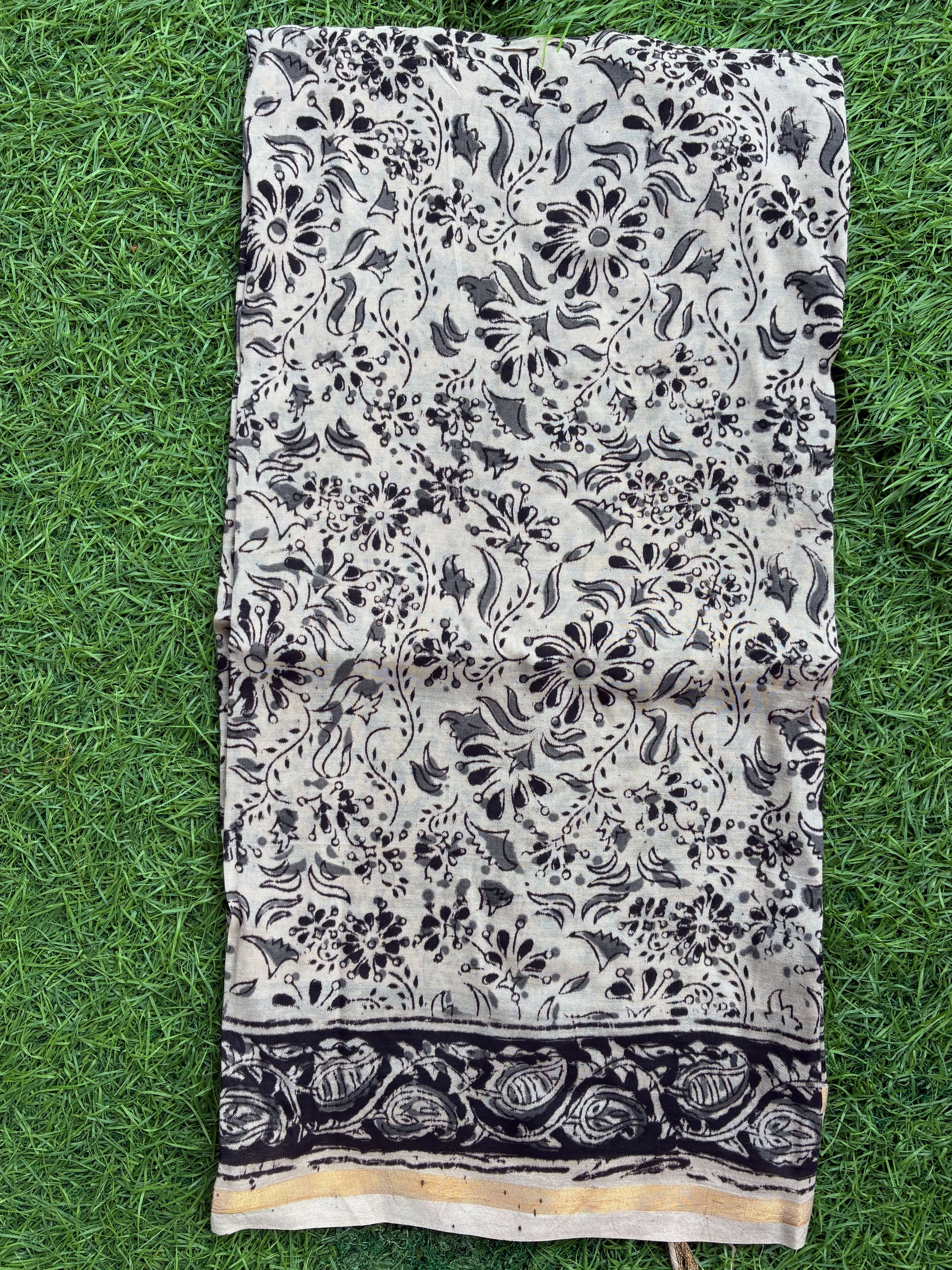 Kaddi Border Kalamkari Dupatta- KBKHPD-N-M169