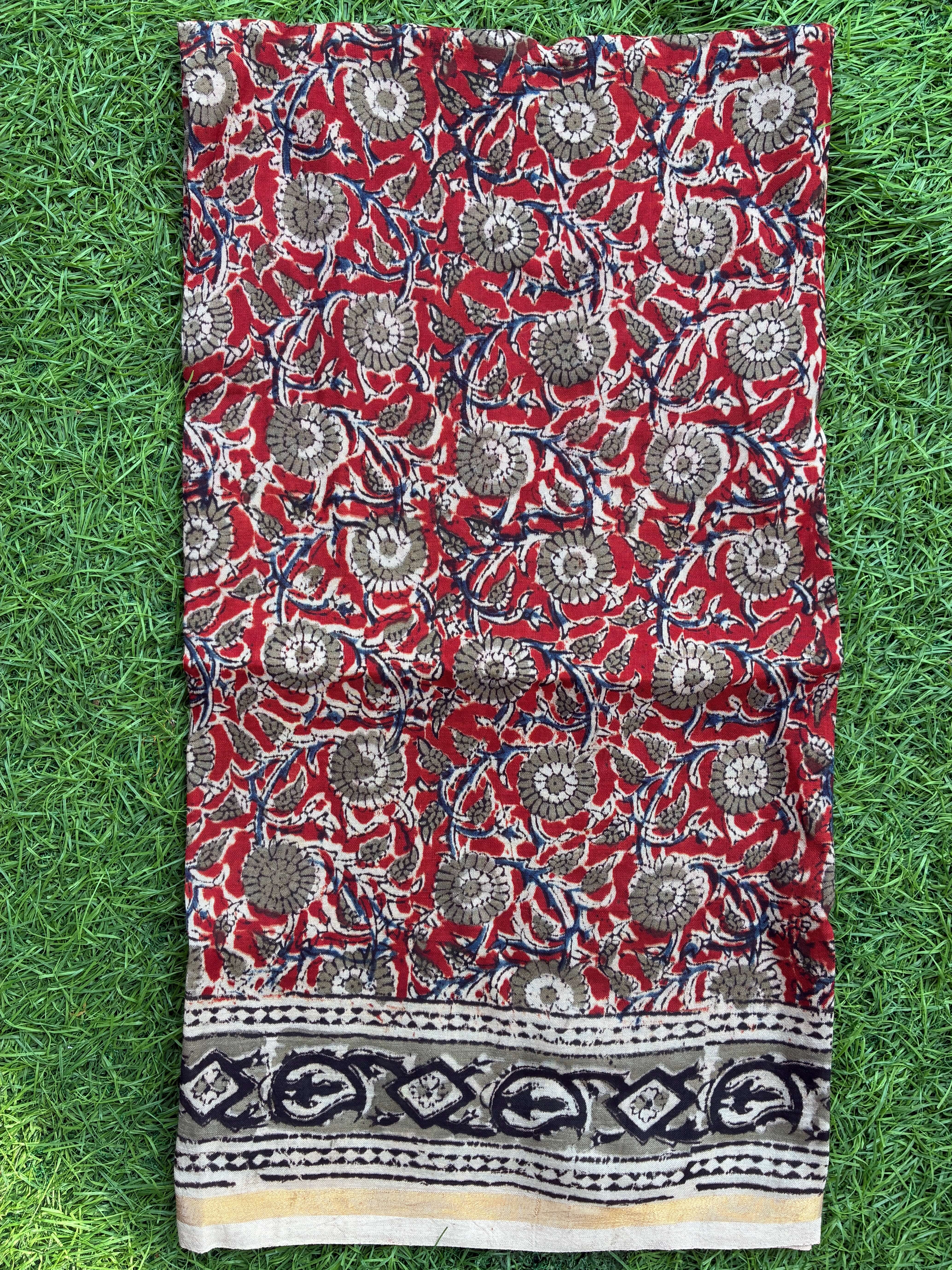 Kaddi Border Kalamkari Dupatta- KBKHPD-N-M170