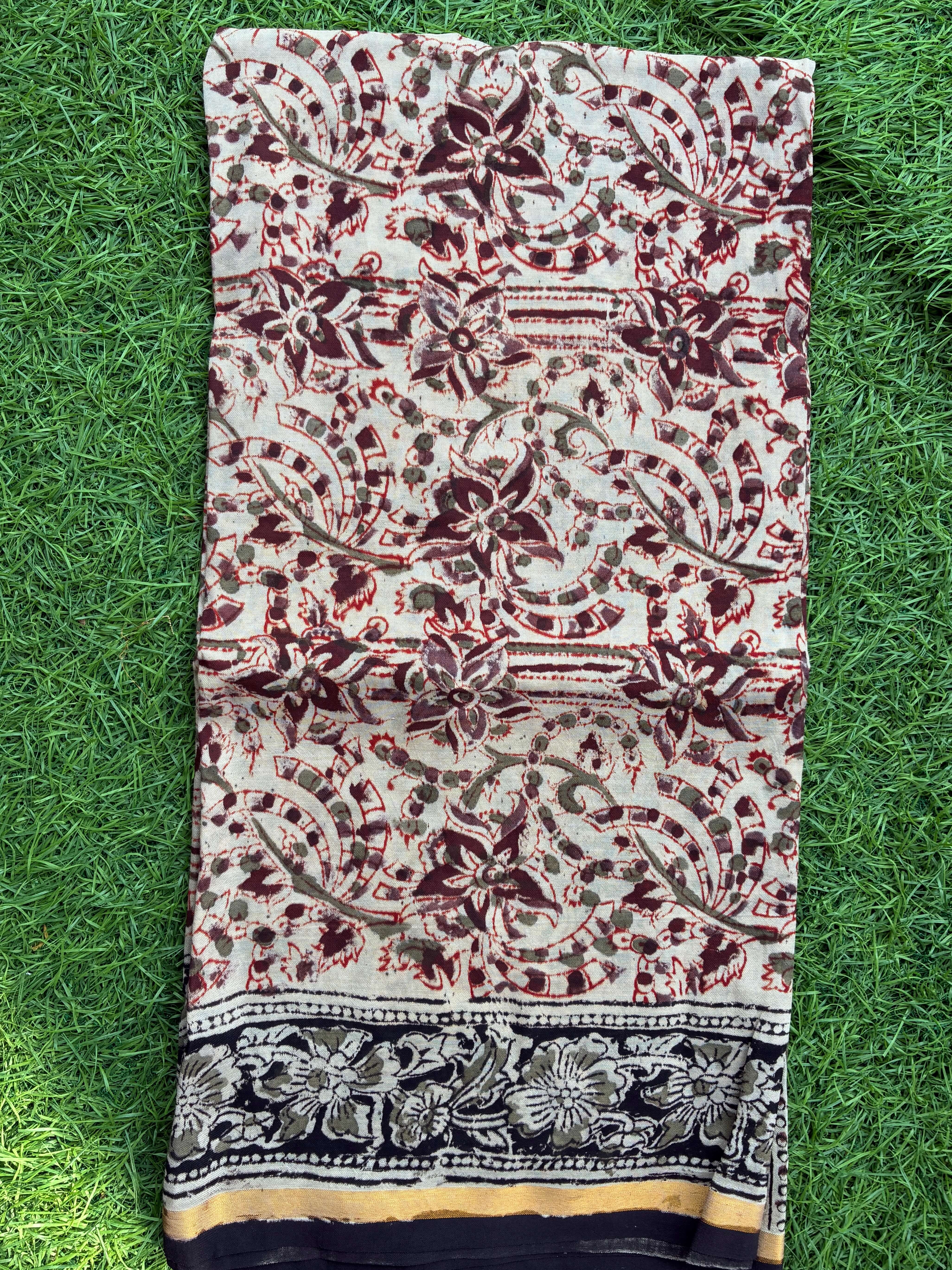 Kaddi Border Kalamkari Dupatta- KBKHBD-N-M171
