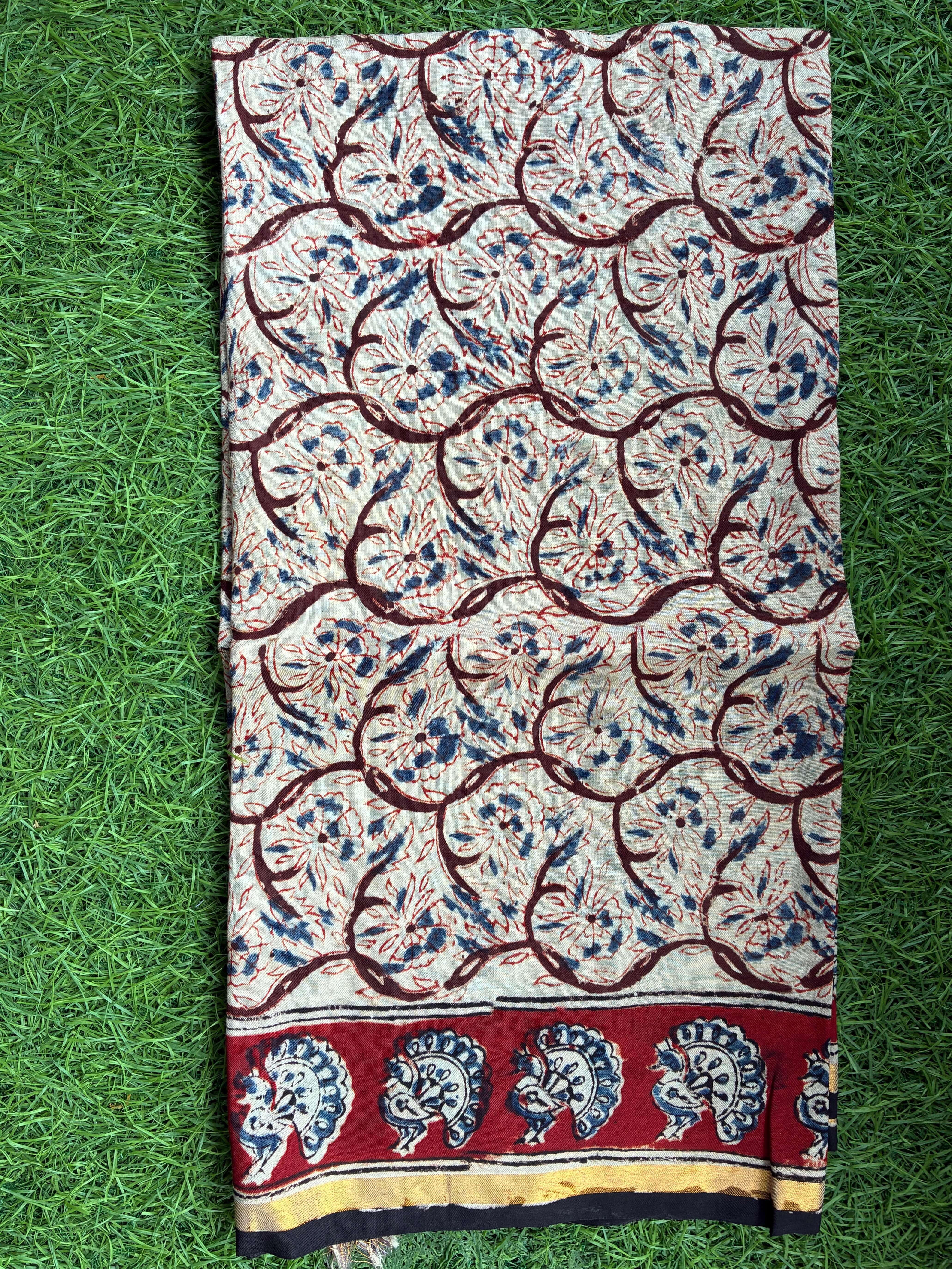 Kaddi Border Kalamkari Dupatta- KBKHBD-N-M172
