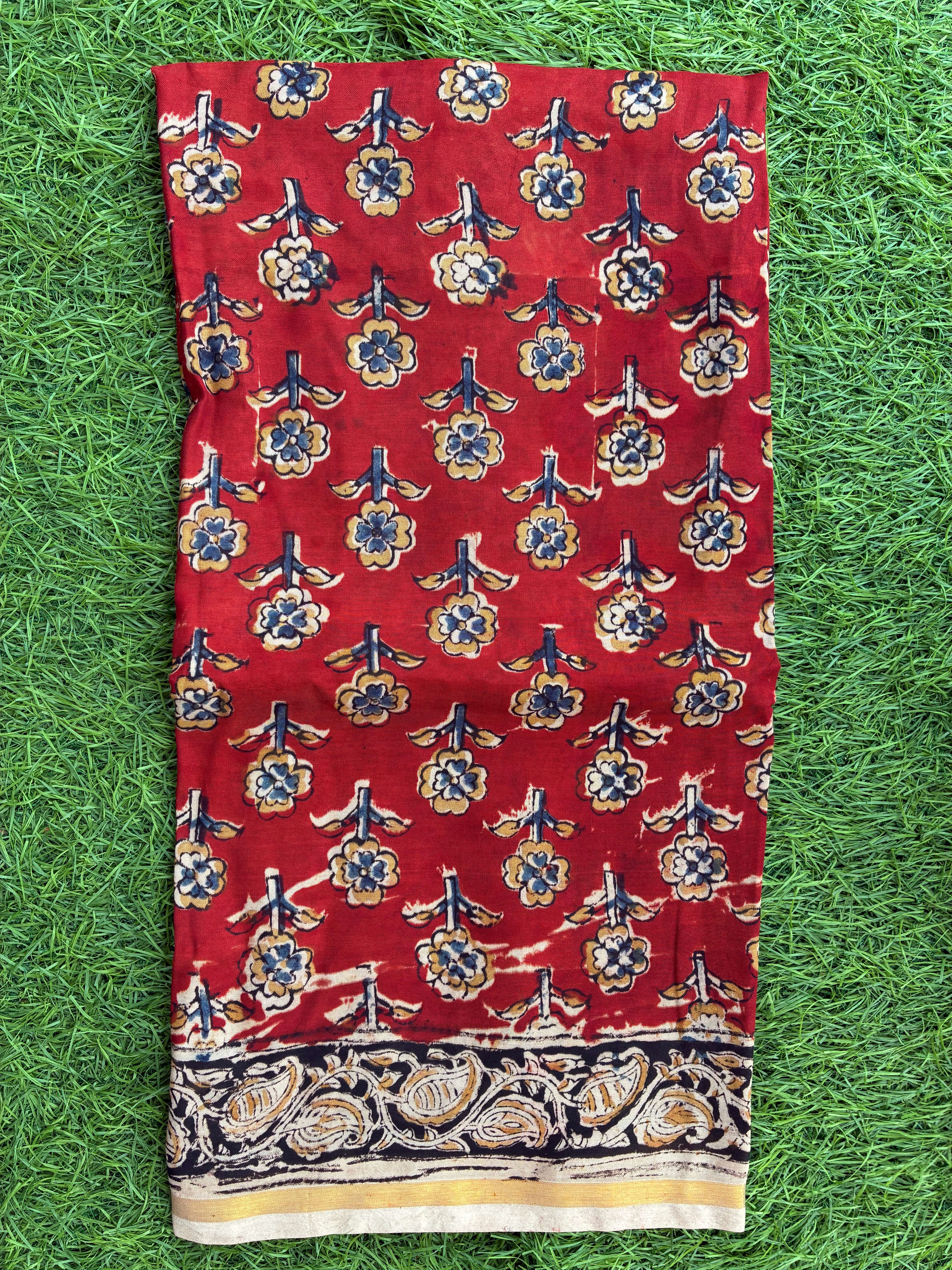 Kaddi Border Kalamkari Dupatta- KBKHPD-N-M174