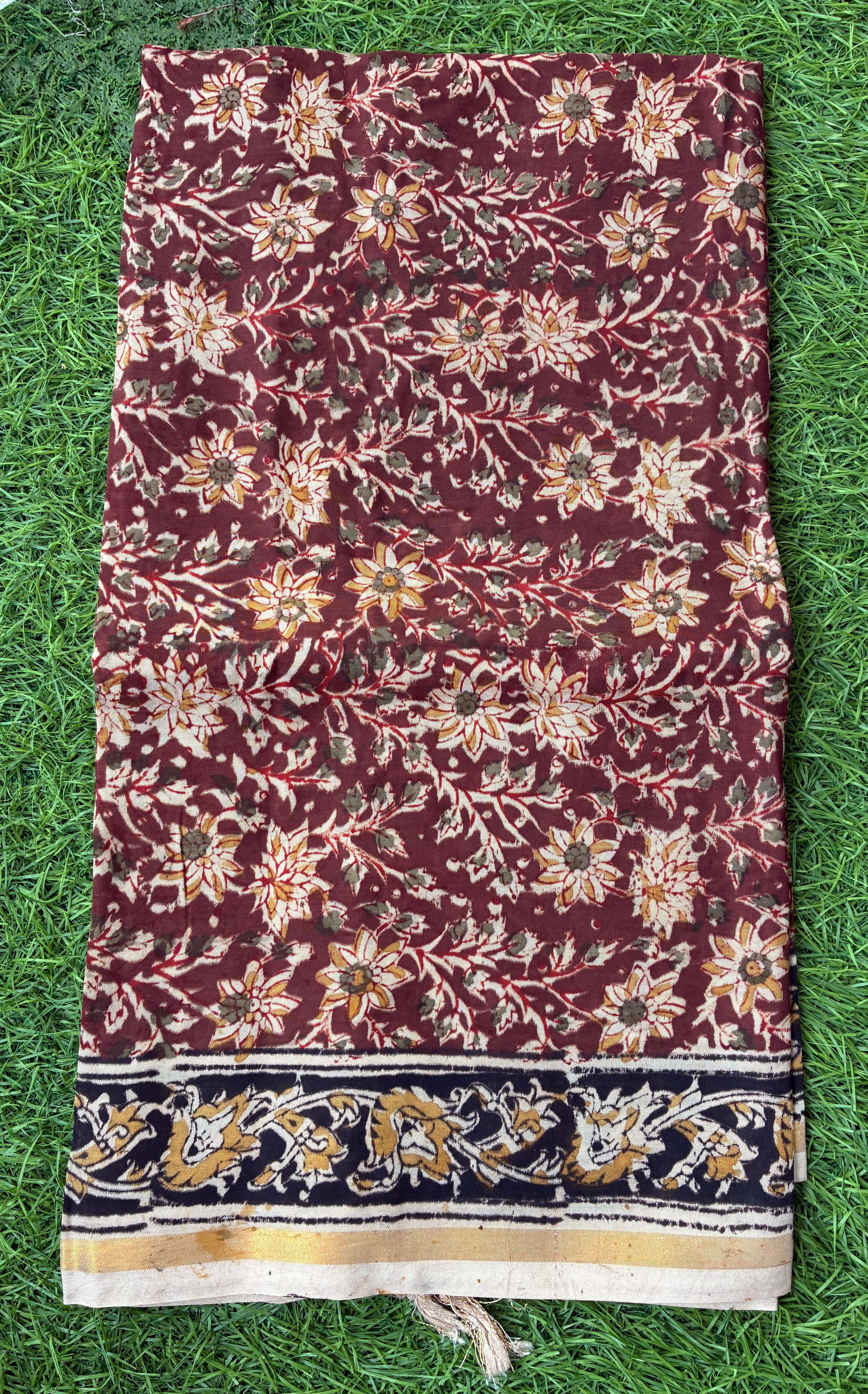 Kaddi Border Kalamkari Dupatta- KBKHBD-N-M181