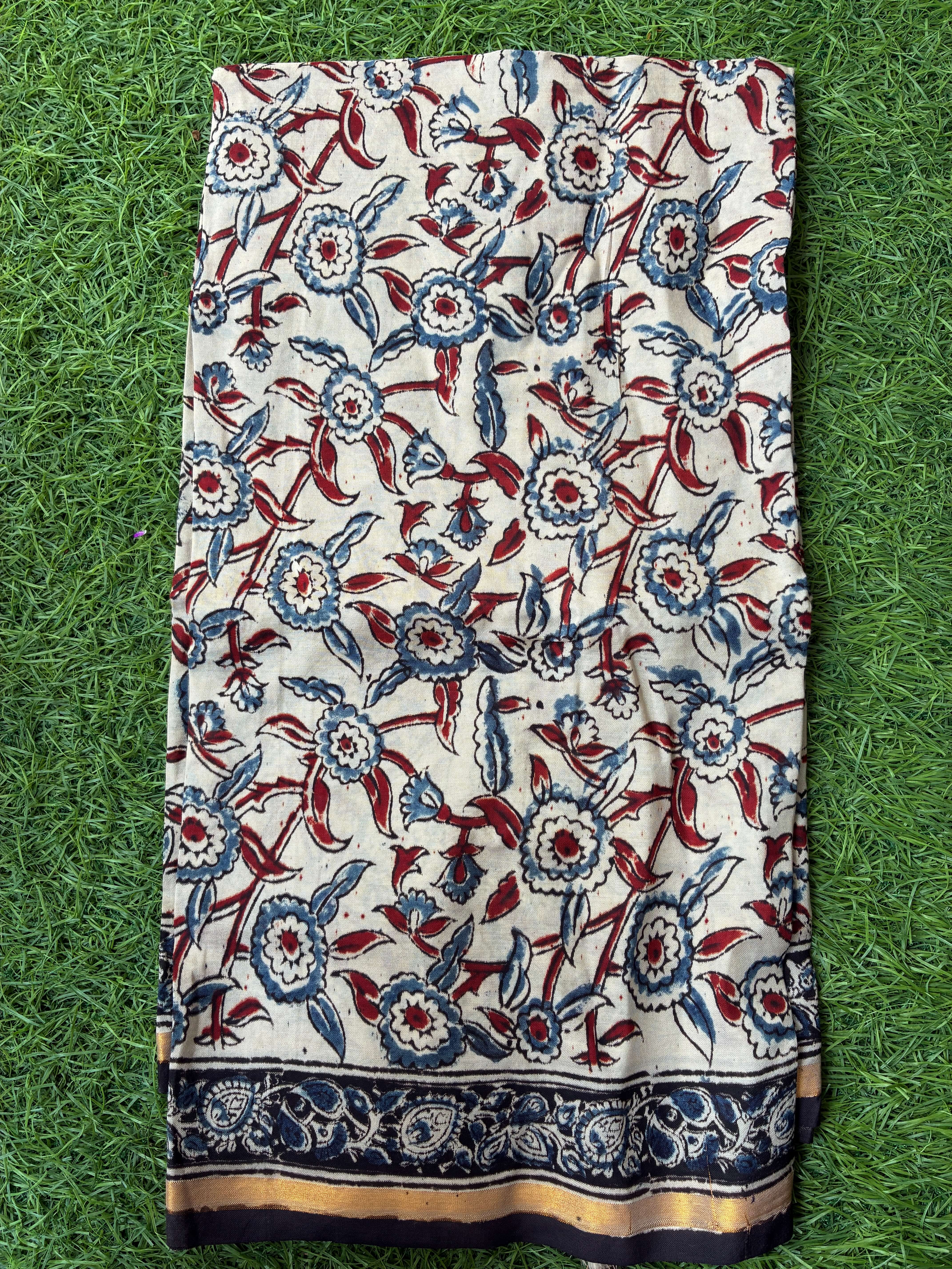 Kaddi Border Kalamkari Dupatta- KBKHBD-N-M183