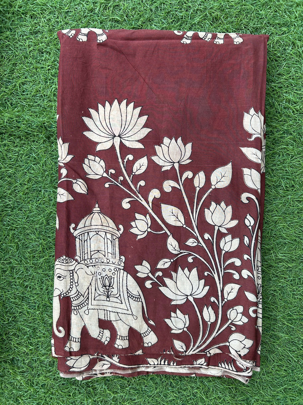 Kalamkari Screen Printed Silk Fabric - M001