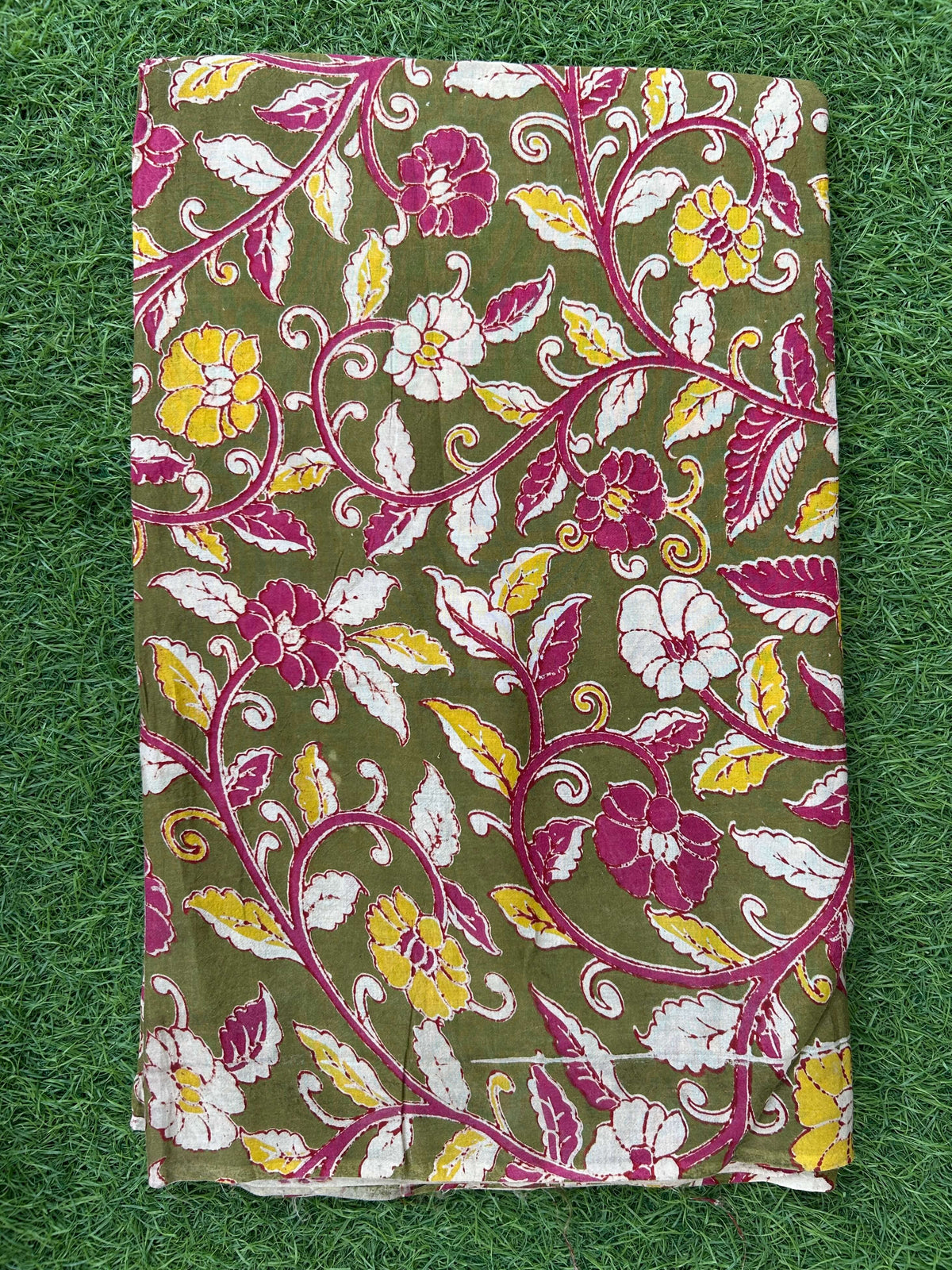 Kalamkari Screen Printed Silk Fabric - M002