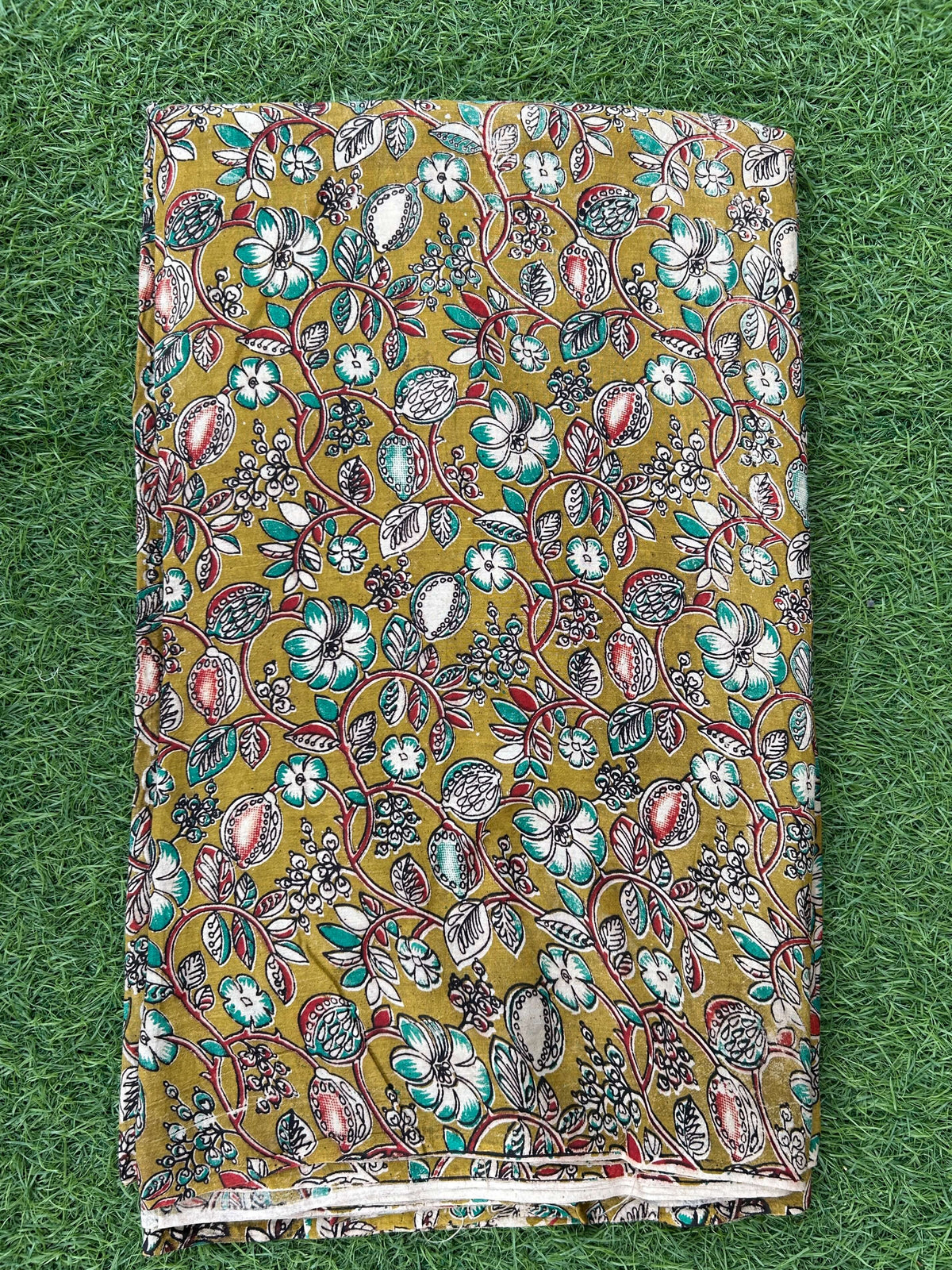 Kalamkari Screen Printed Silk Fabric - M026