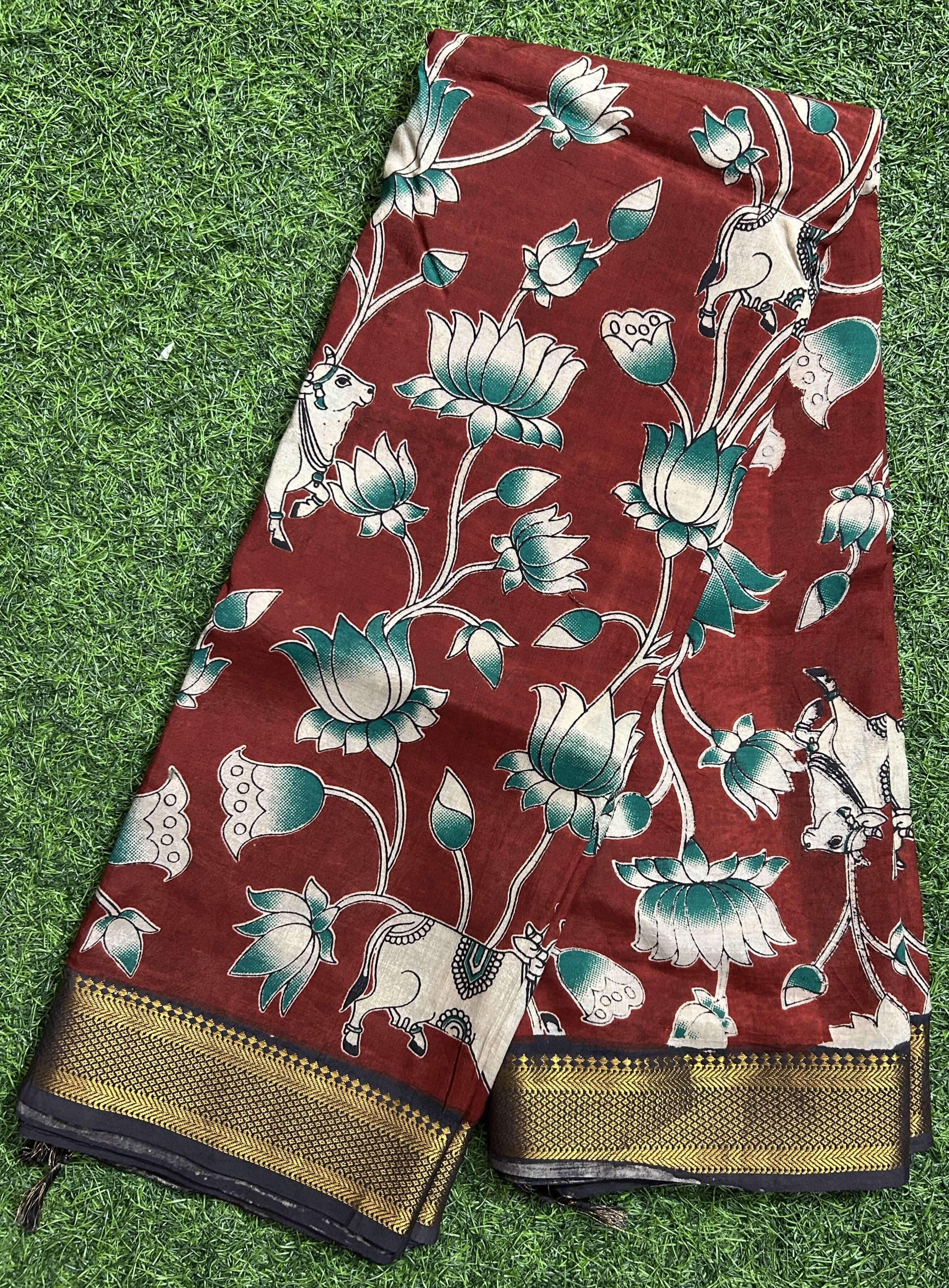 Kalamkari Chennuri Silk Nizam Border Saree-KNB-SP-M308