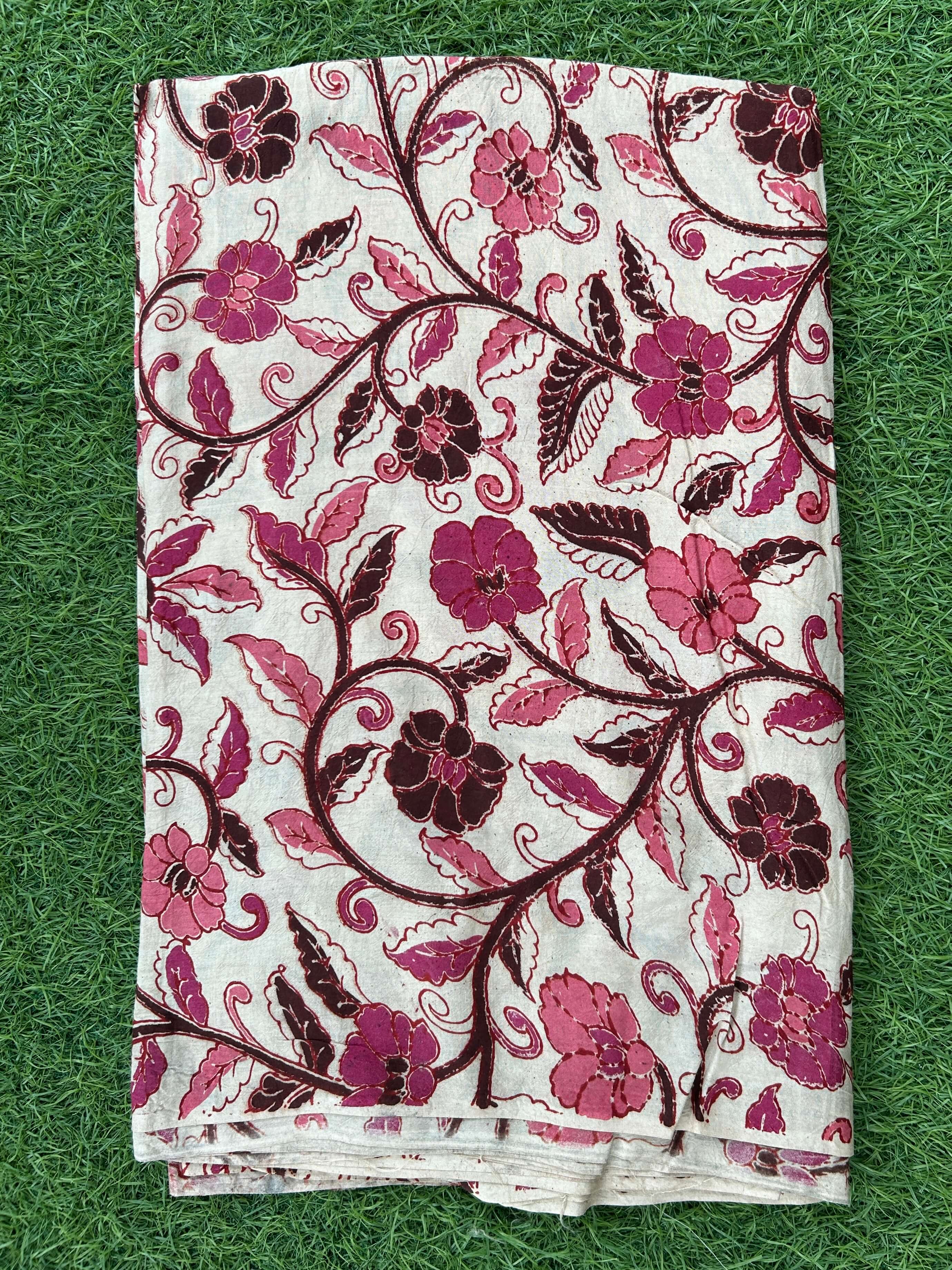 Kalamkari Screen Printed Silk Fabric - M027
