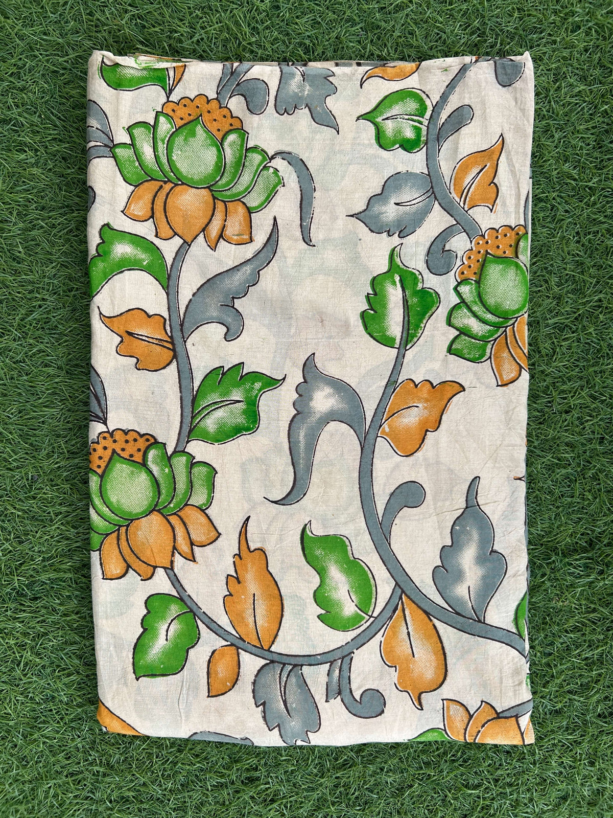 Kalamkari Screen Printed Silk Fabric - M004